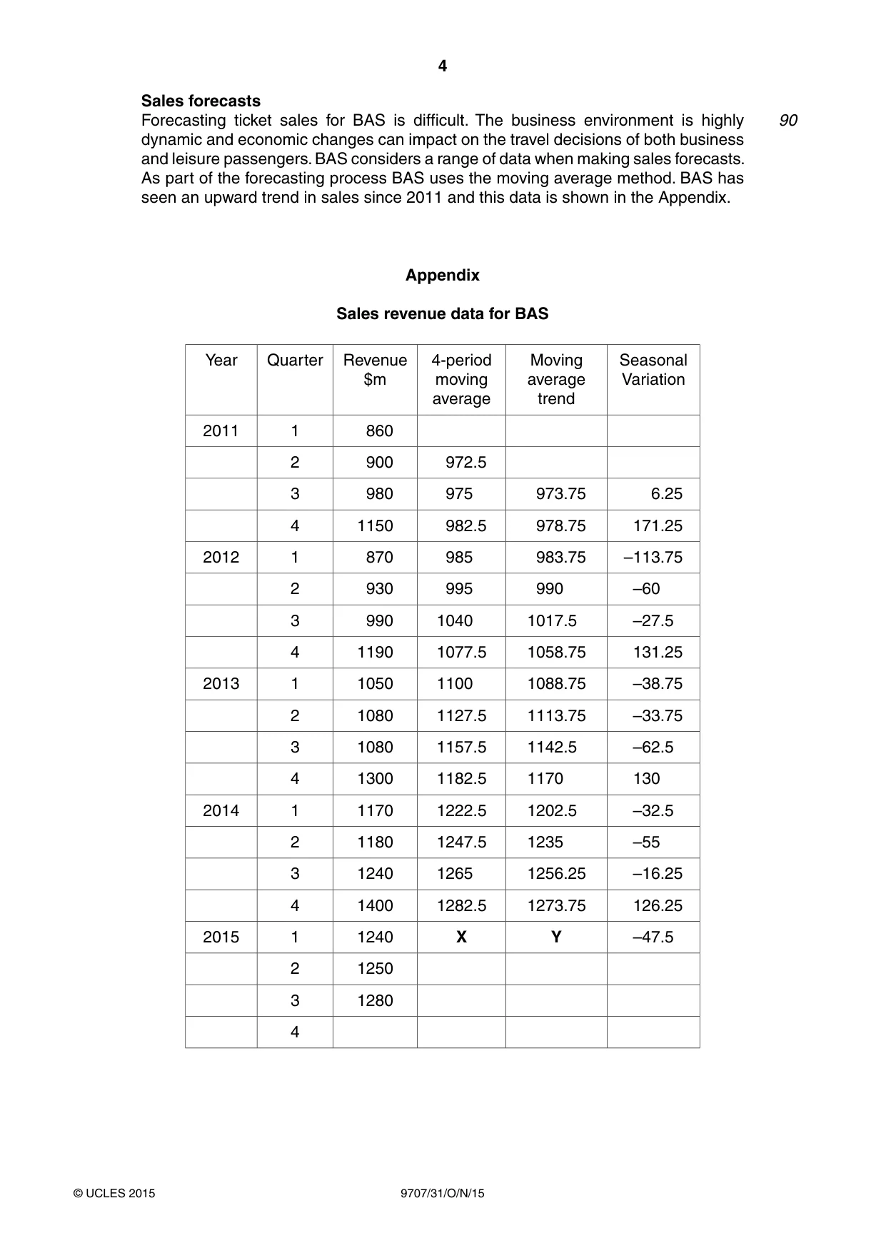 Cambridge A Level Business Studies (for final examination in 2015) 9707 2015 Oct/Nov Paper 3 · Variant 1 question paper, page 4 of 8