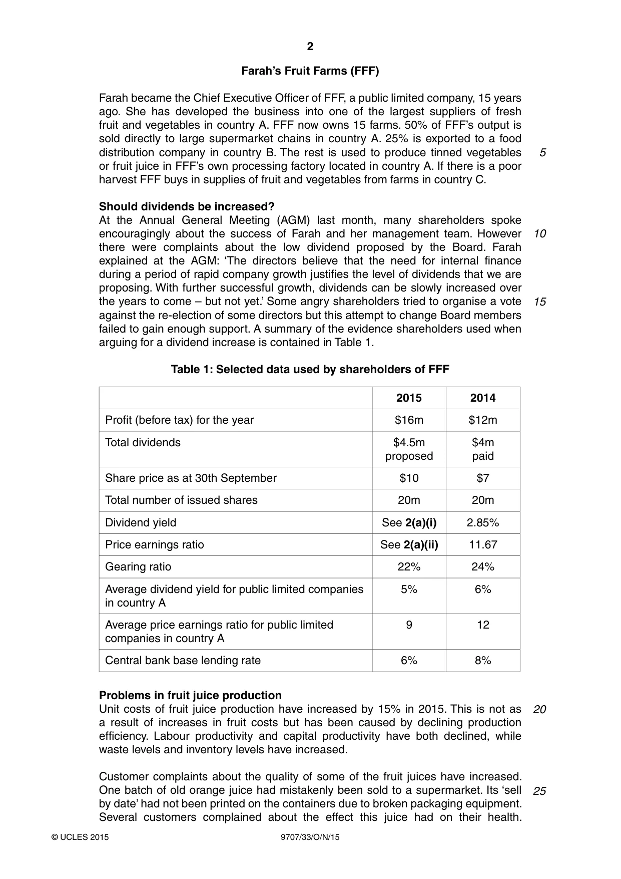 Cambridge A Level Business Studies (for final examination in 2015) 9707 2015 Oct/Nov Paper 3 · Variant 3 question paper, page 2 of 8