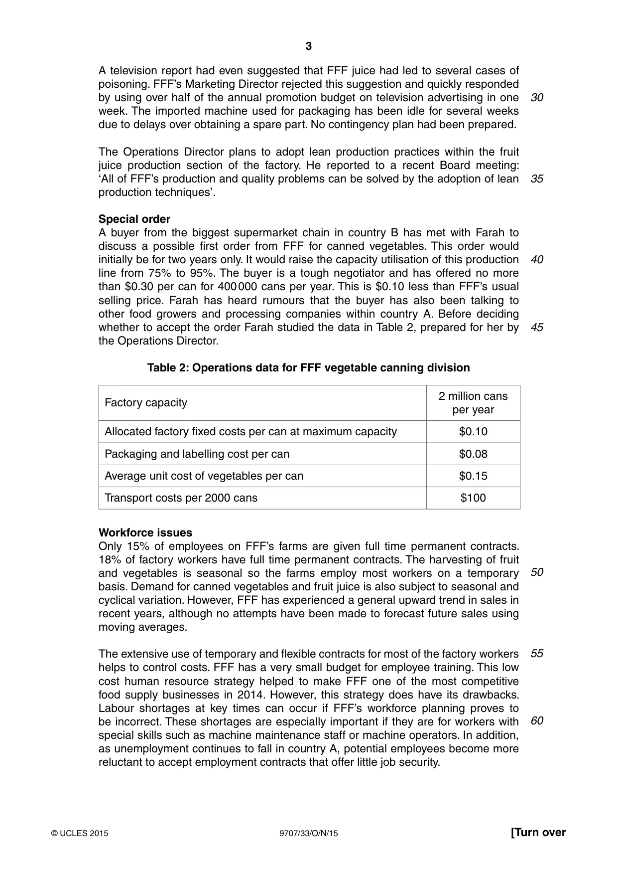 Cambridge A Level Business Studies (for final examination in 2015) 9707 2015 Oct/Nov Paper 3 · Variant 3 question paper, page 3 of 8