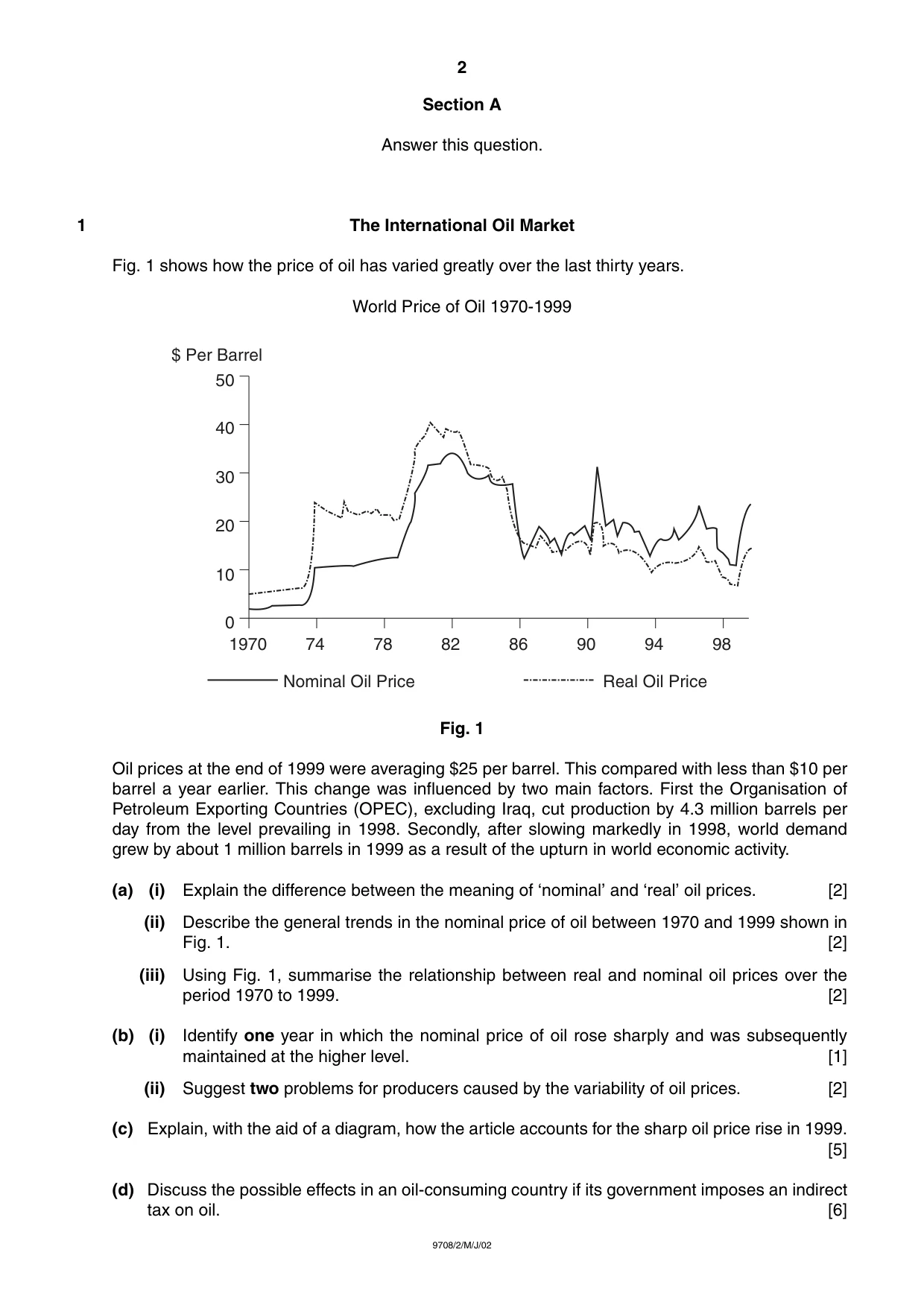 Cambridge A Level Economics 9708 2002 May/June Paper 2 · Variant 1 question paper, page 2 of 4