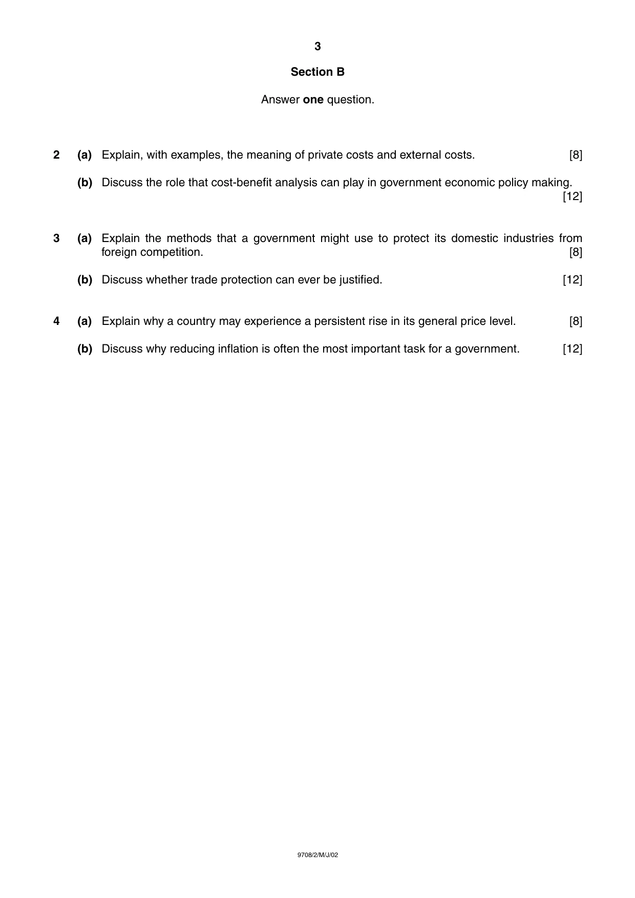 Cambridge A Level Economics 9708 2002 May/June Paper 2 · Variant 1 question paper, page 3 of 4