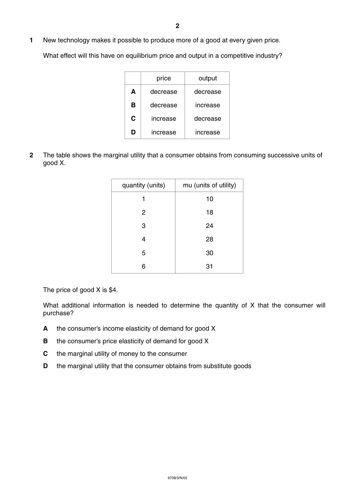 Cambridge A Level Economics 9708 2002 Oct/Nov Paper 3 · Variant 1 question paper, page 2 of 12