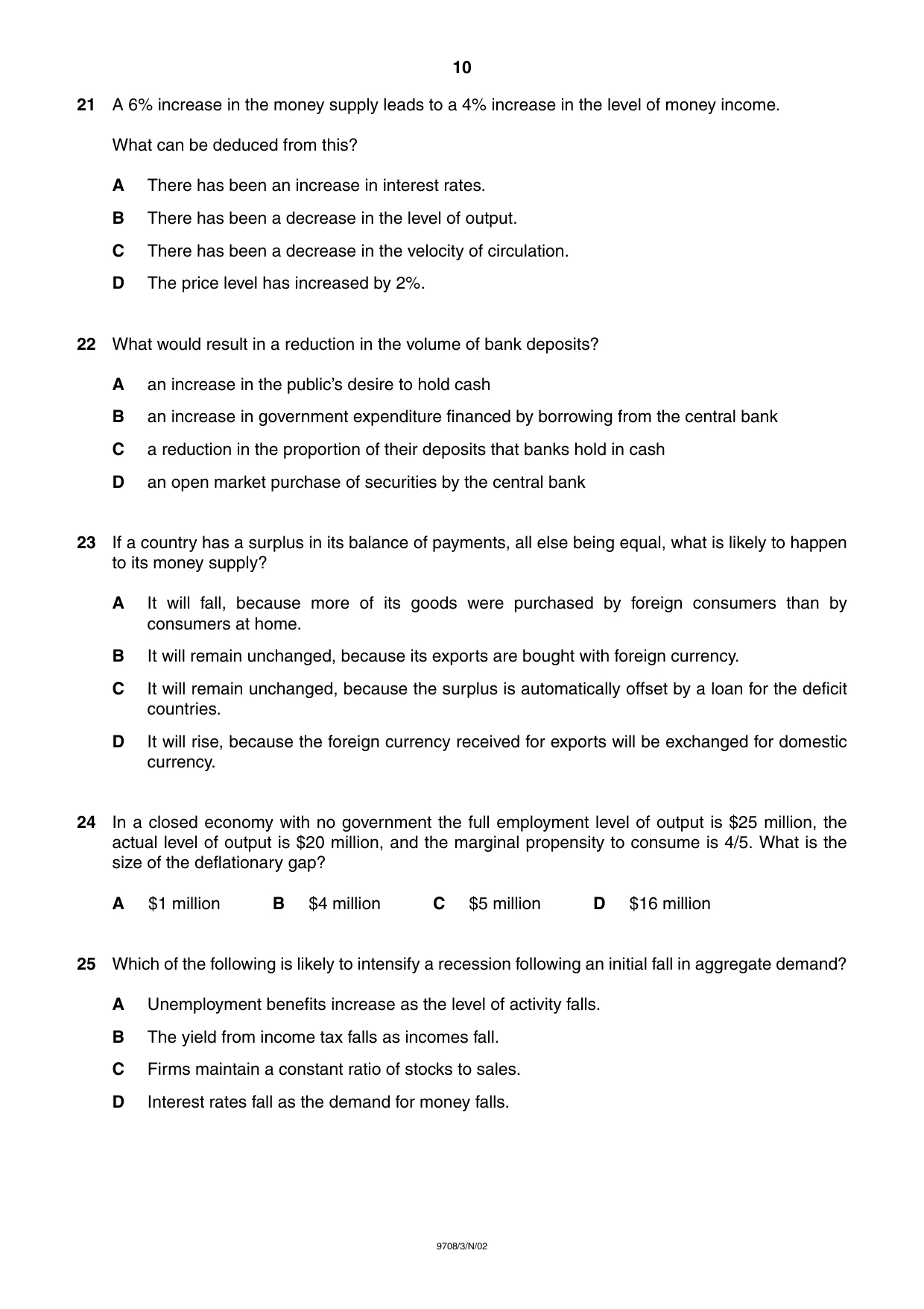 Cambridge A Level Economics 9708 2002 Oct/Nov Paper 3 · Variant 1 question paper, page 10 of 12
