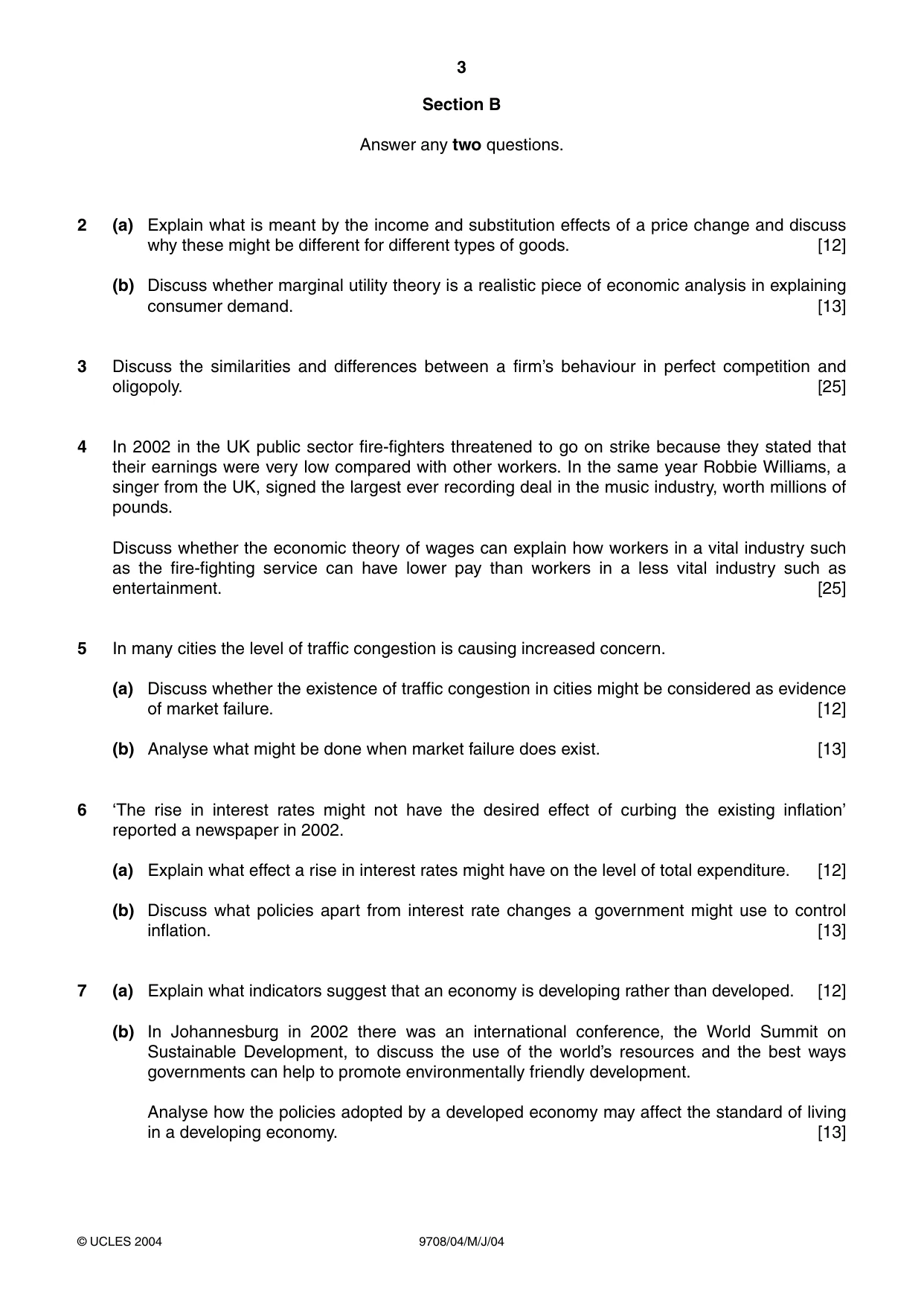 Cambridge A Level Economics 9708 2004 May/June Paper 4 · Variant 1 question paper, page 3 of 4