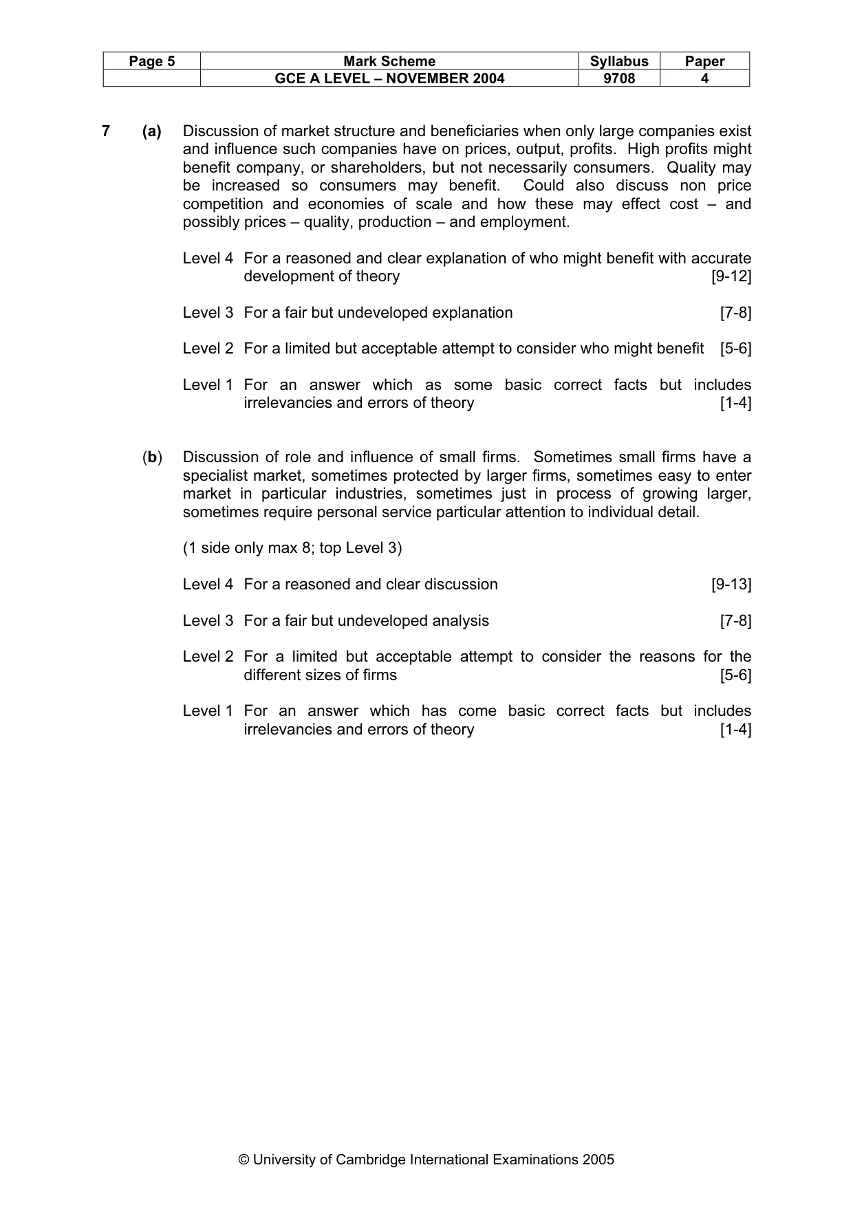 Mark scheme, page 8 of 8