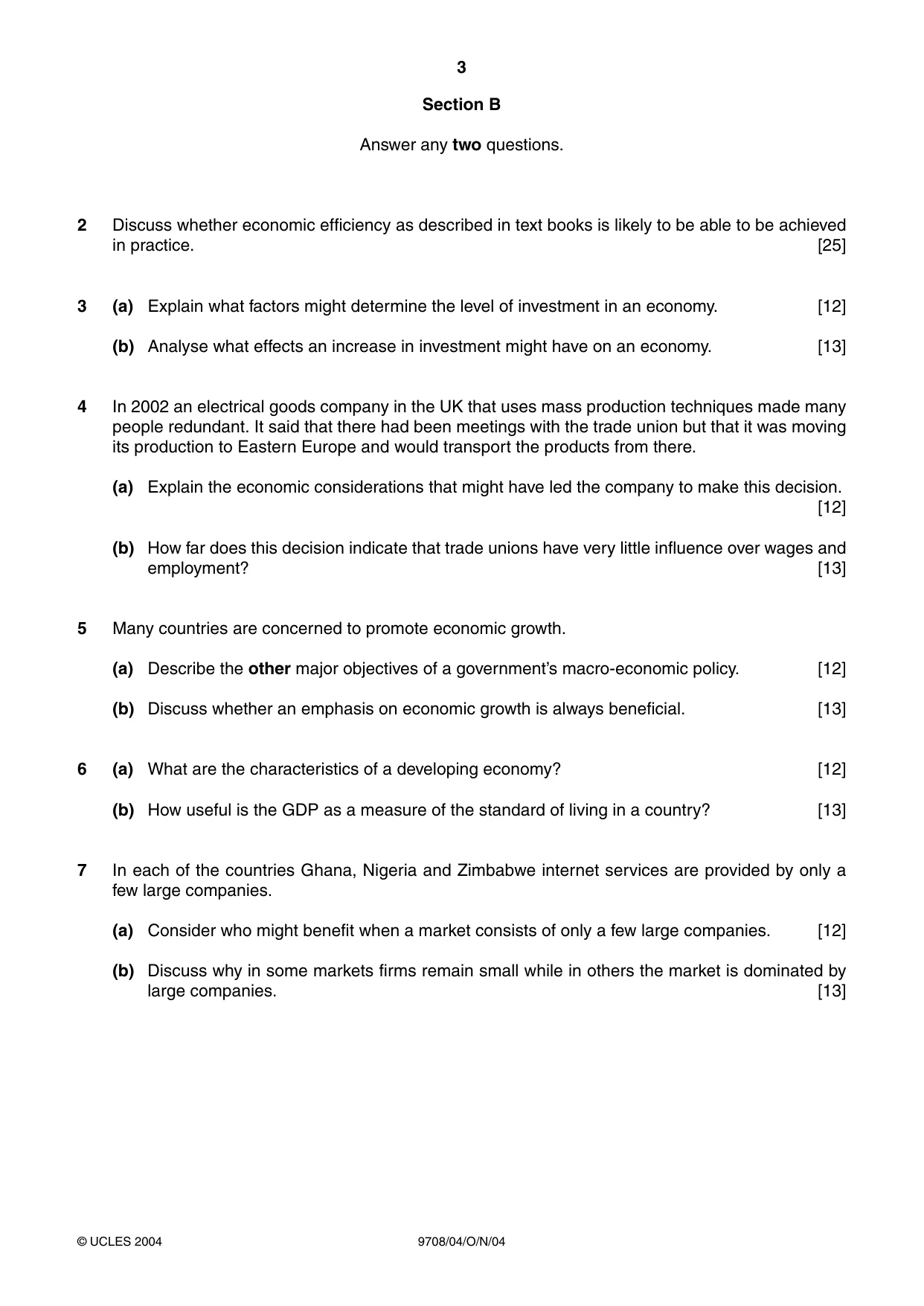 Cambridge A Level Economics 9708 2004 Oct/Nov Paper 4 · Variant 1 question paper, page 3 of 4