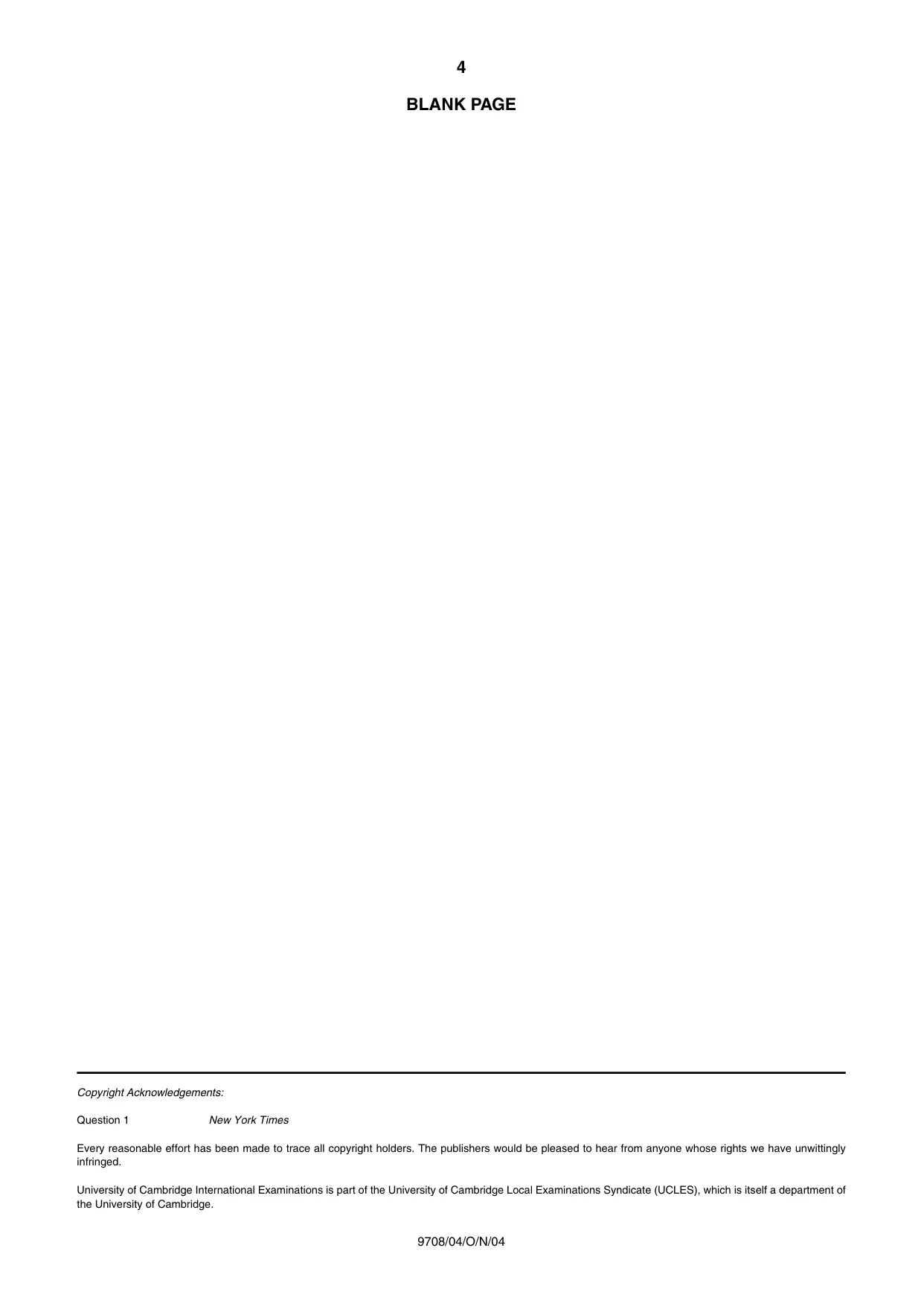 Cambridge A Level Economics 9708 2004 Oct/Nov Paper 4 · Variant 1 question paper, page 4 of 4