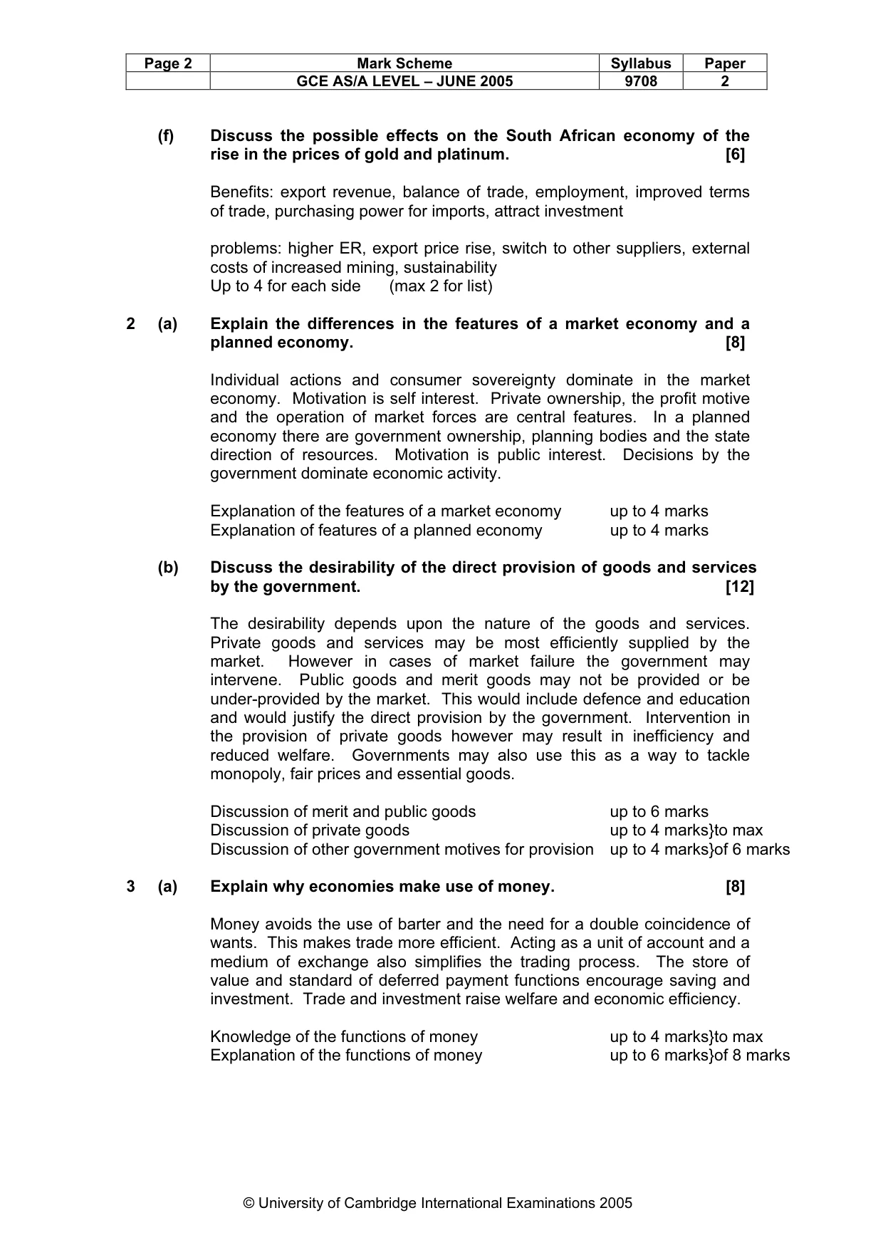Mark scheme, page 5 of 7