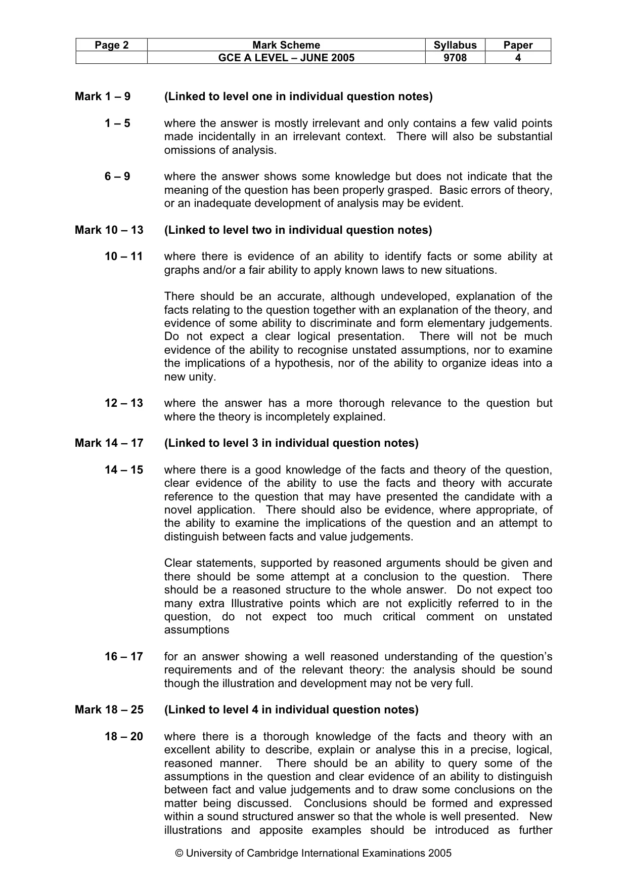 Mark scheme, page 5 of 10