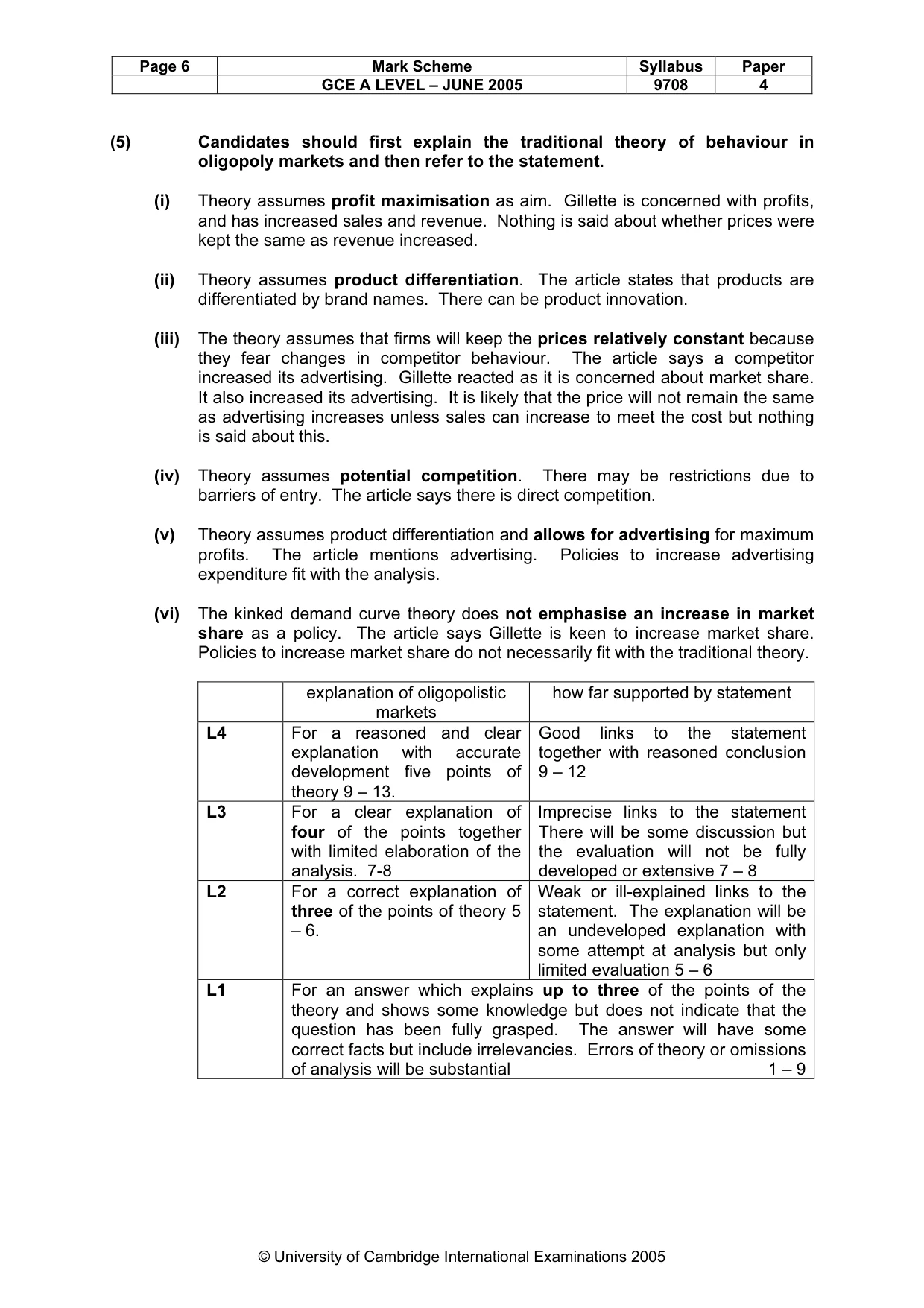 Mark scheme, page 9 of 10