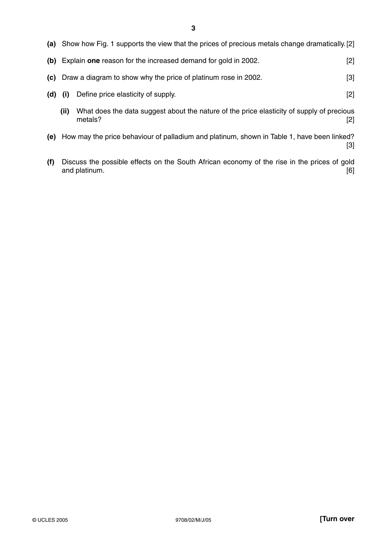 Cambridge A Level Economics 9708 2005 May/June Paper 2 · Variant 1 question paper, page 3 of 4
