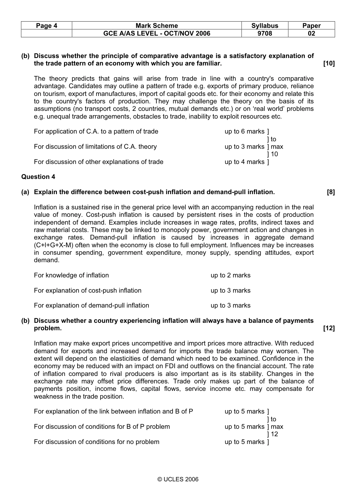 Mark scheme, page 4 of 4