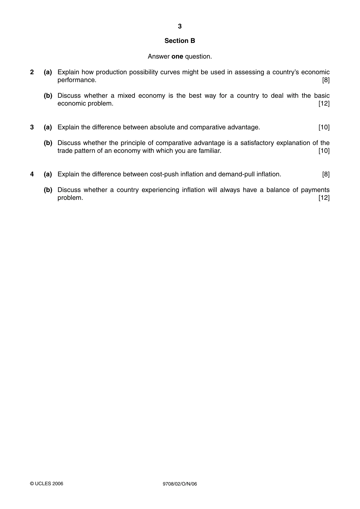 Cambridge A Level Economics 9708 2006 Oct/Nov Paper 2 · Variant 1 question paper, page 3 of 4