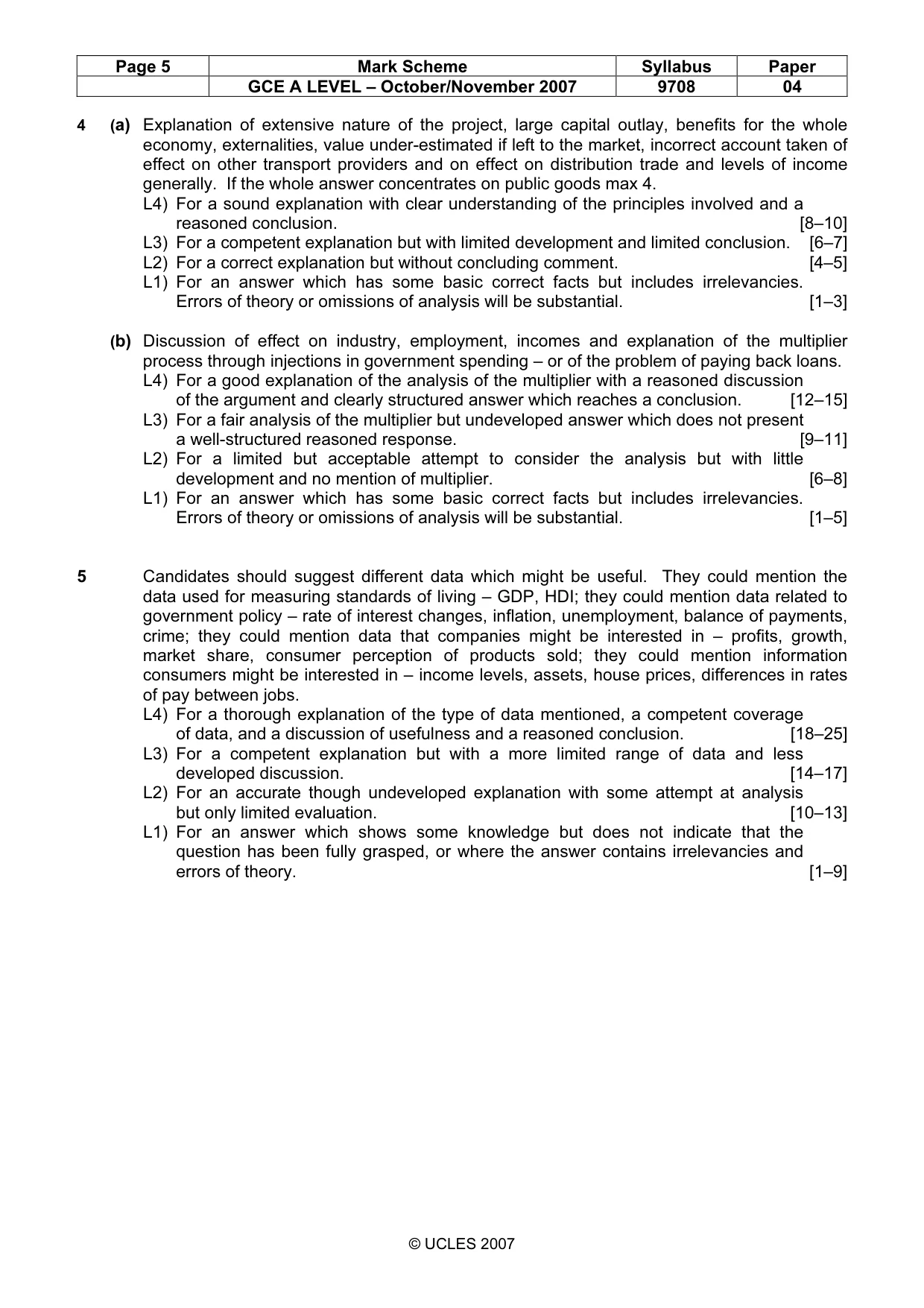 Mark scheme, page 5 of 6