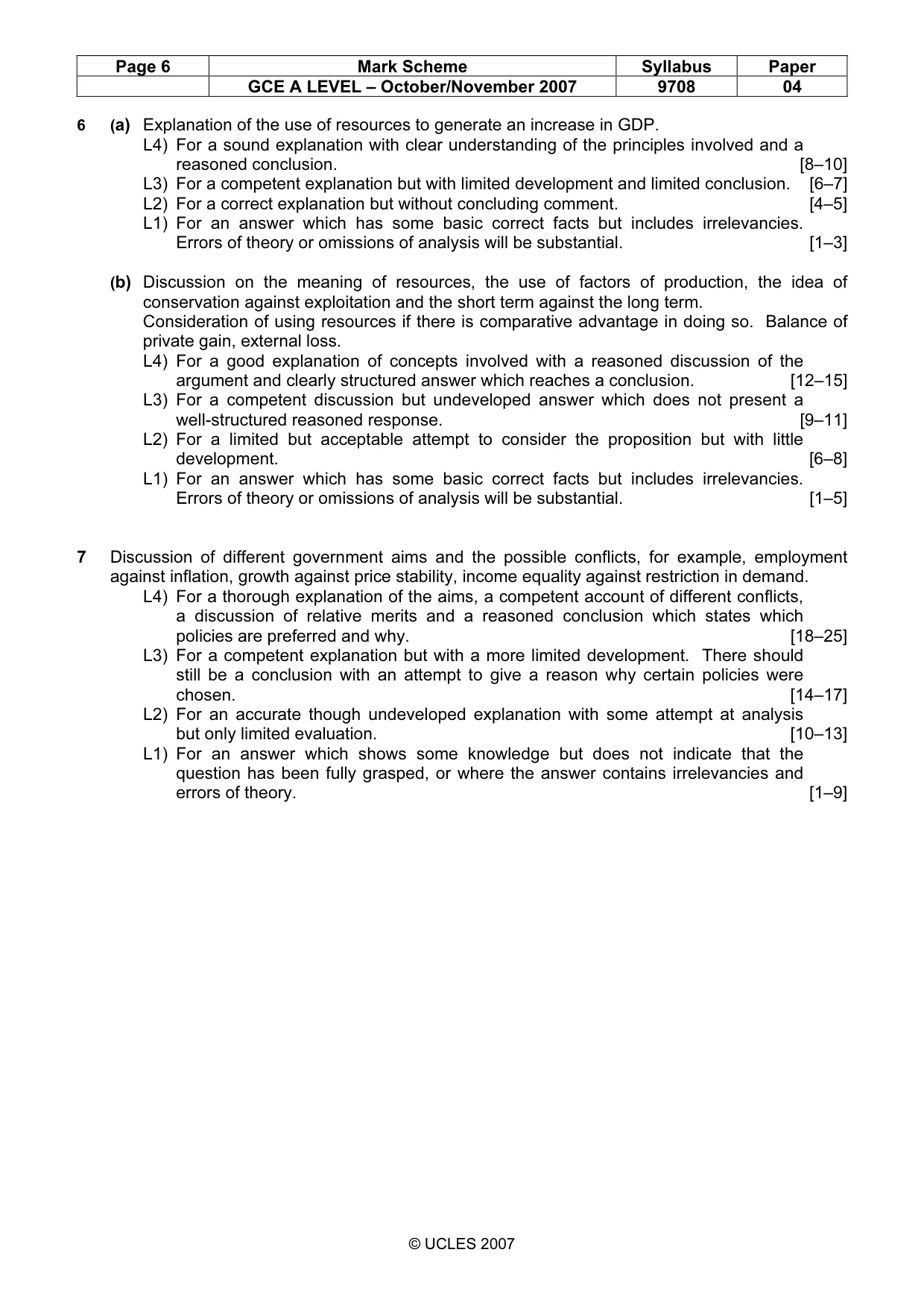 Mark scheme, page 6 of 6