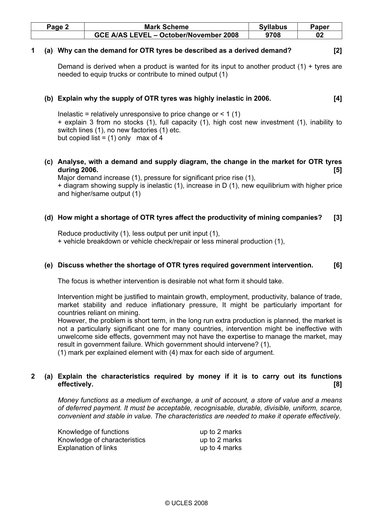 Mark scheme, page 2 of 4