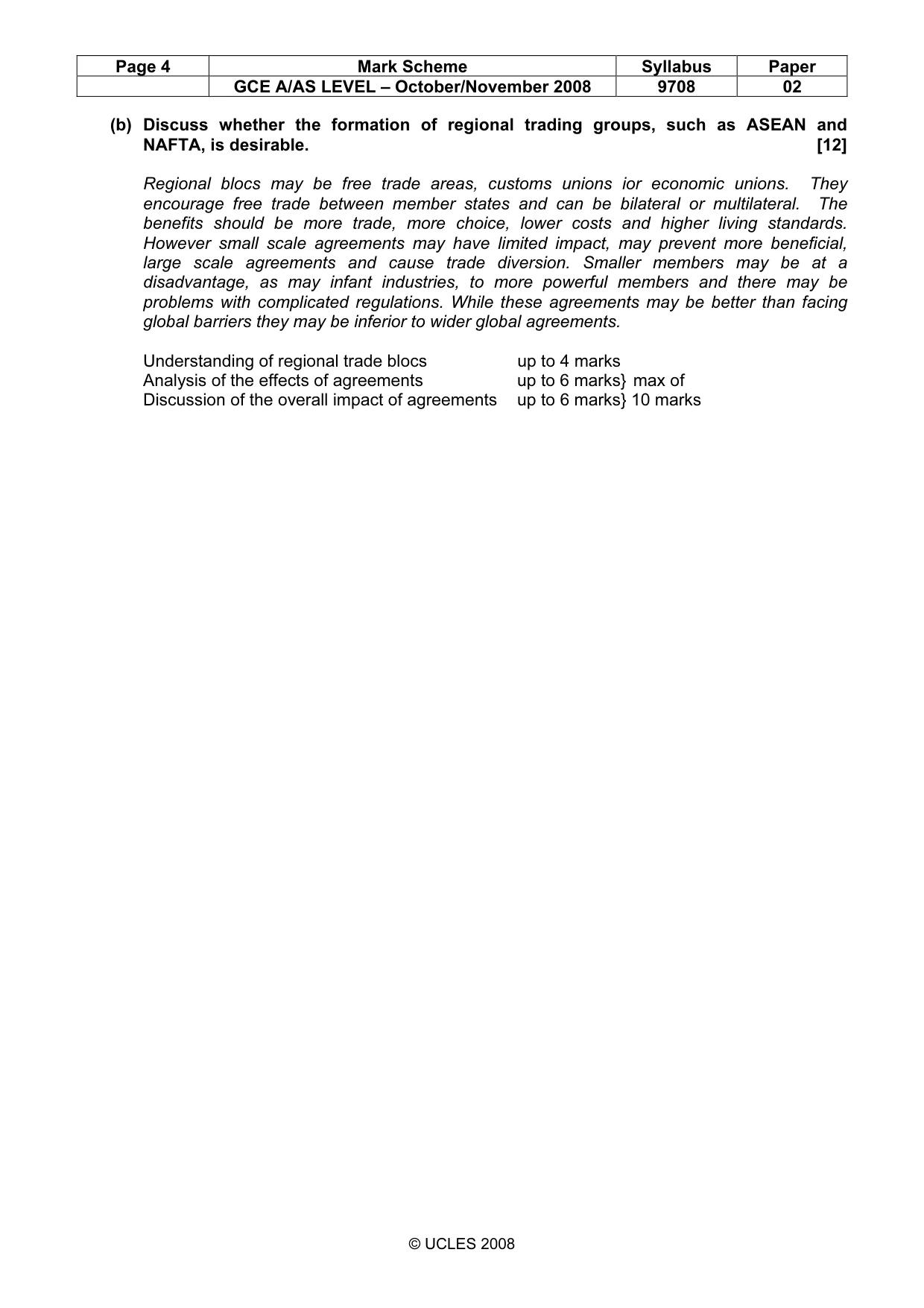 Mark scheme, page 4 of 4