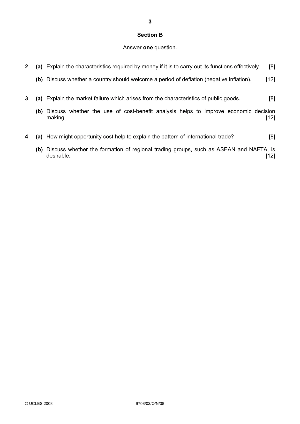 Cambridge A Level Economics 9708 2008 Oct/Nov Paper 2 · Variant 1 question paper, page 3 of 4