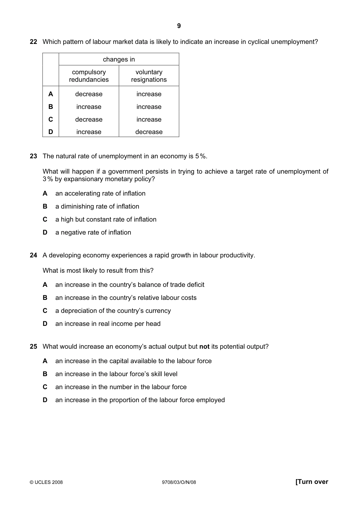 Cambridge A Level Economics 9708 2008 Oct/Nov Paper 3 · Variant 1 question paper, page 9 of 12