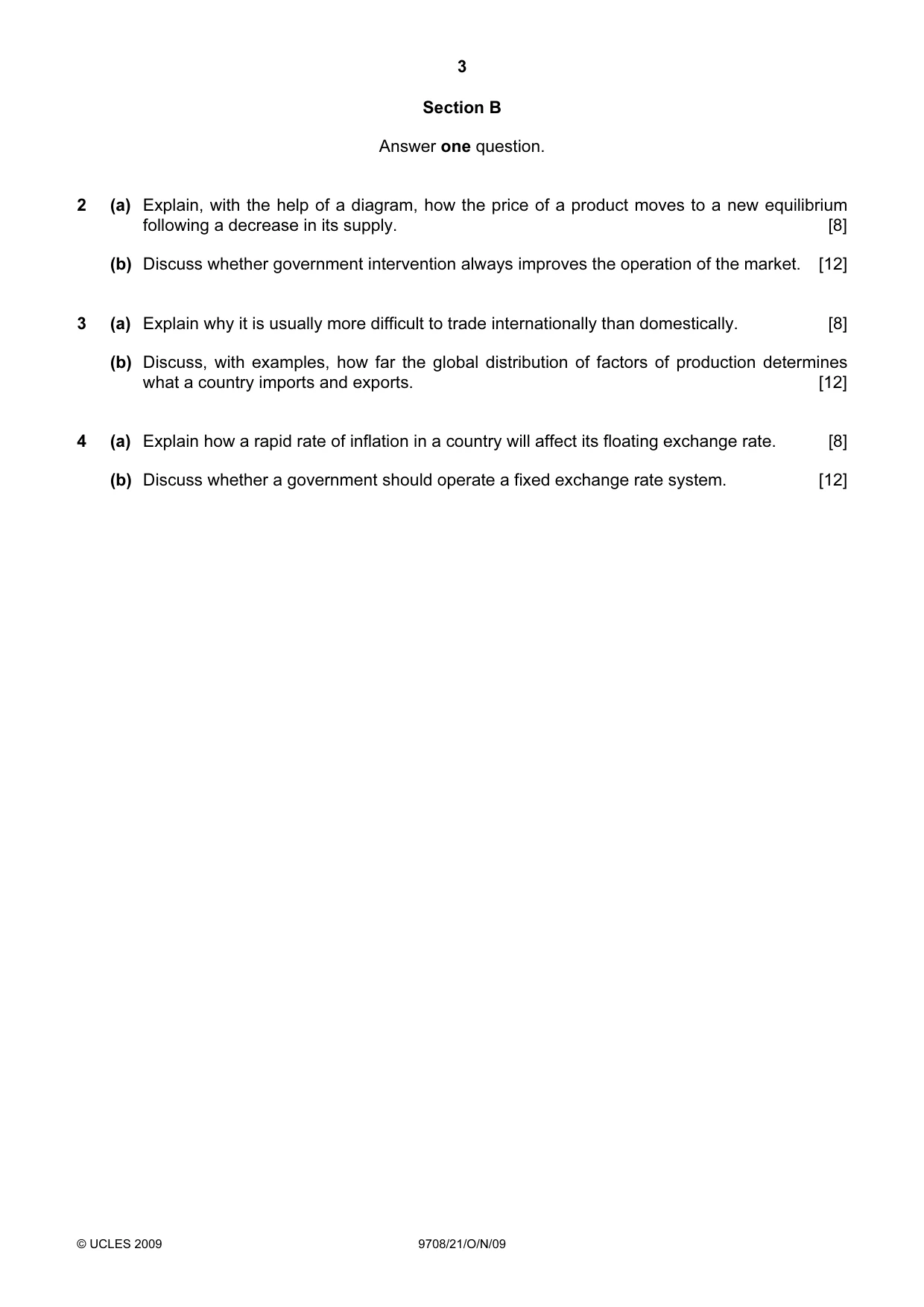 Cambridge A Level Economics 9708 2009 Oct/Nov Paper 2 · Variant 1 question paper, page 3 of 4