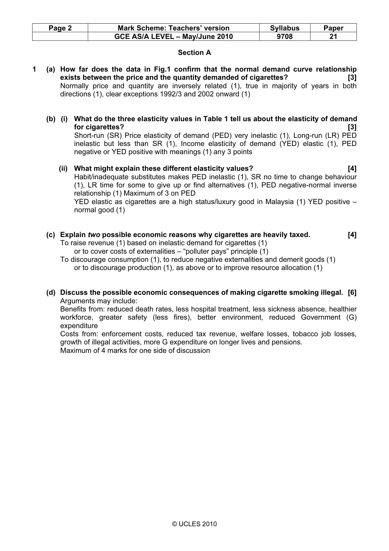 Mark scheme, page 2 of 5