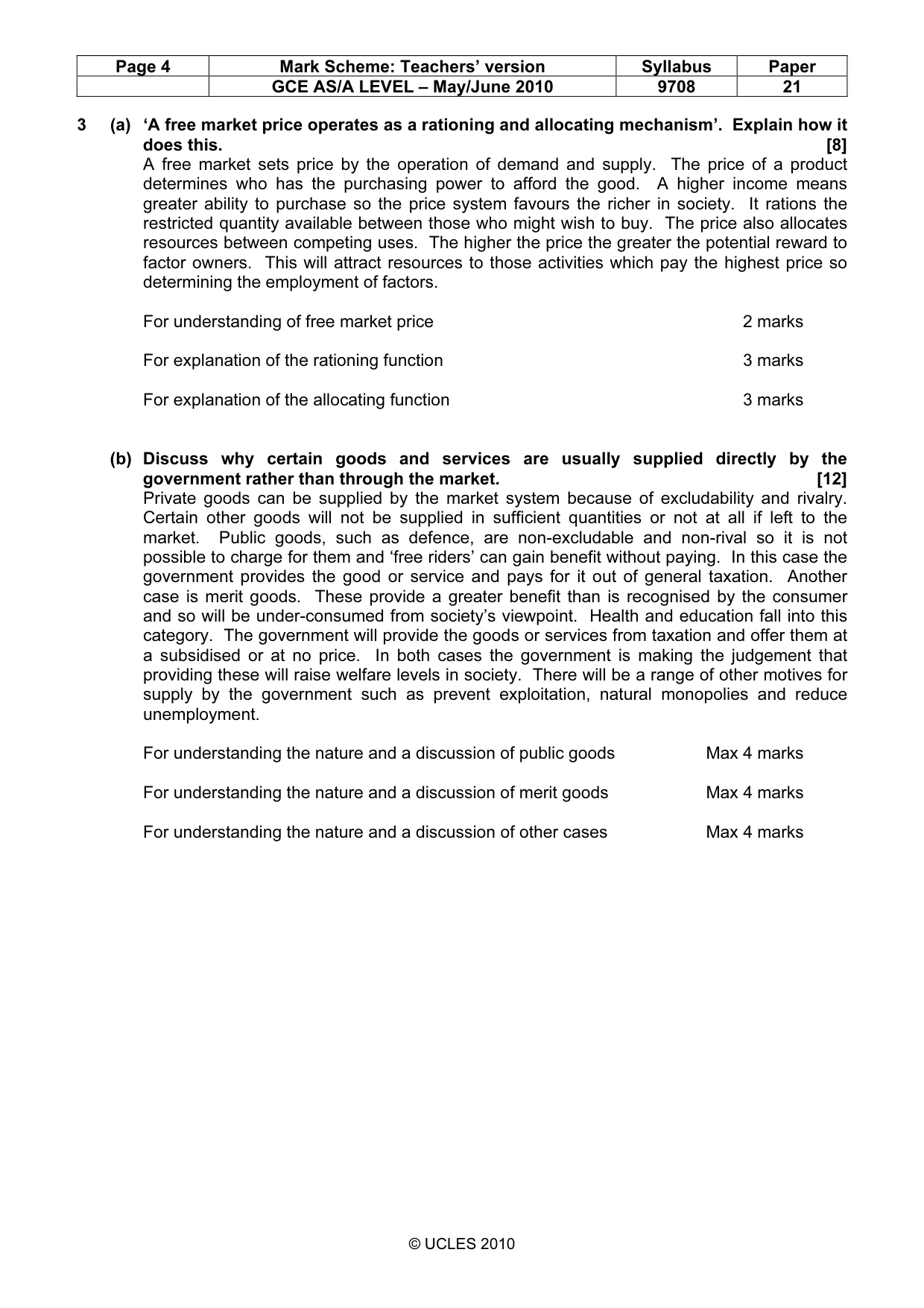 Mark scheme, page 4 of 5