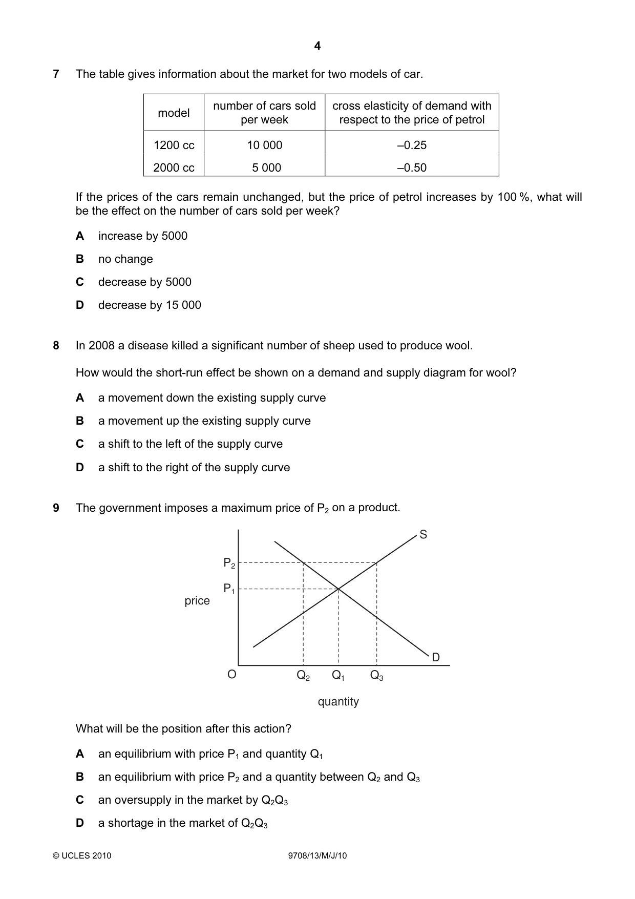 Cambridge A Level Economics 9708 2010 May/June Paper 1 · Variant 3 question paper, page 4 of 12