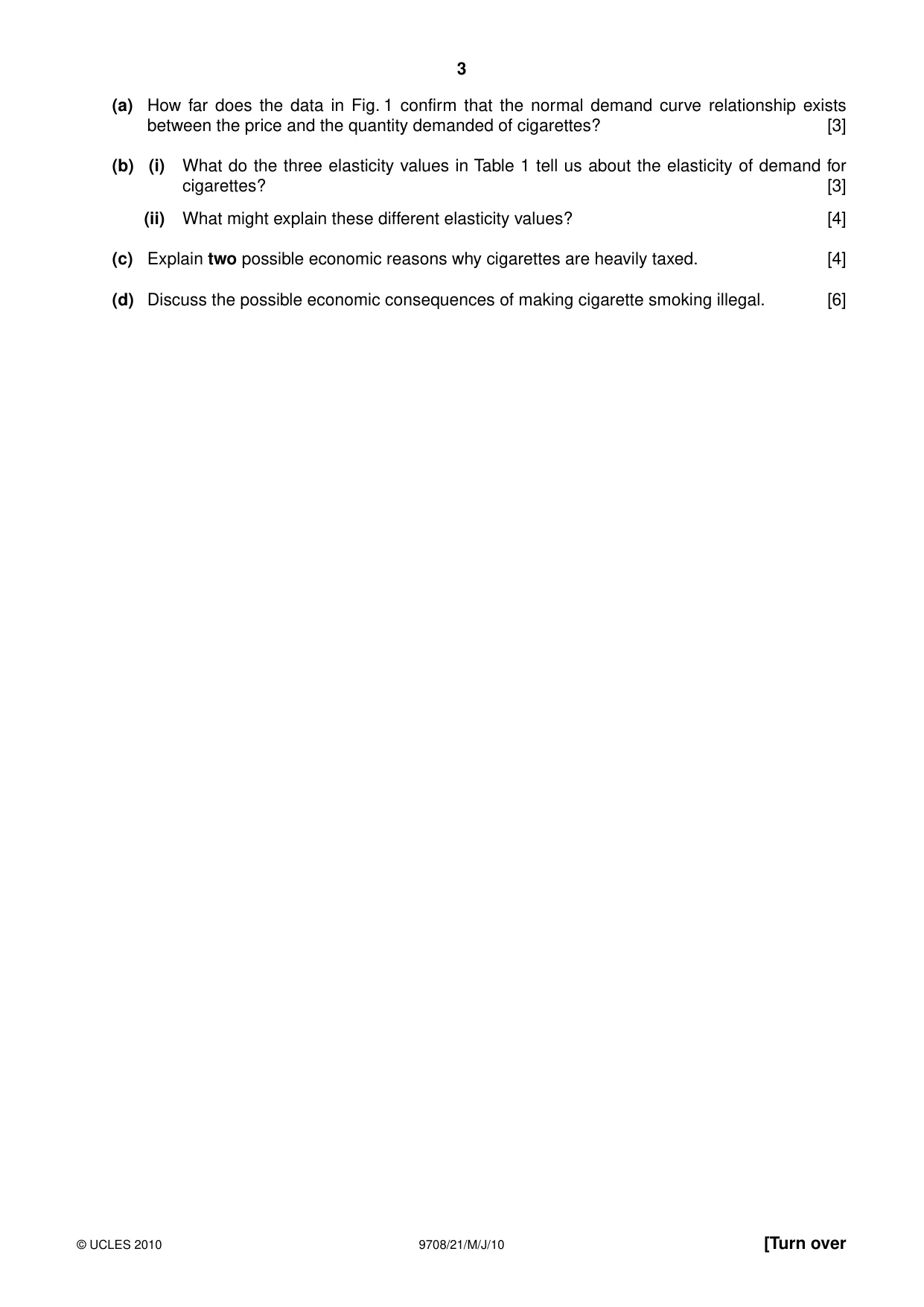 Cambridge A Level Economics 9708 2010 May/June Paper 2 · Variant 1 question paper, page 3 of 4