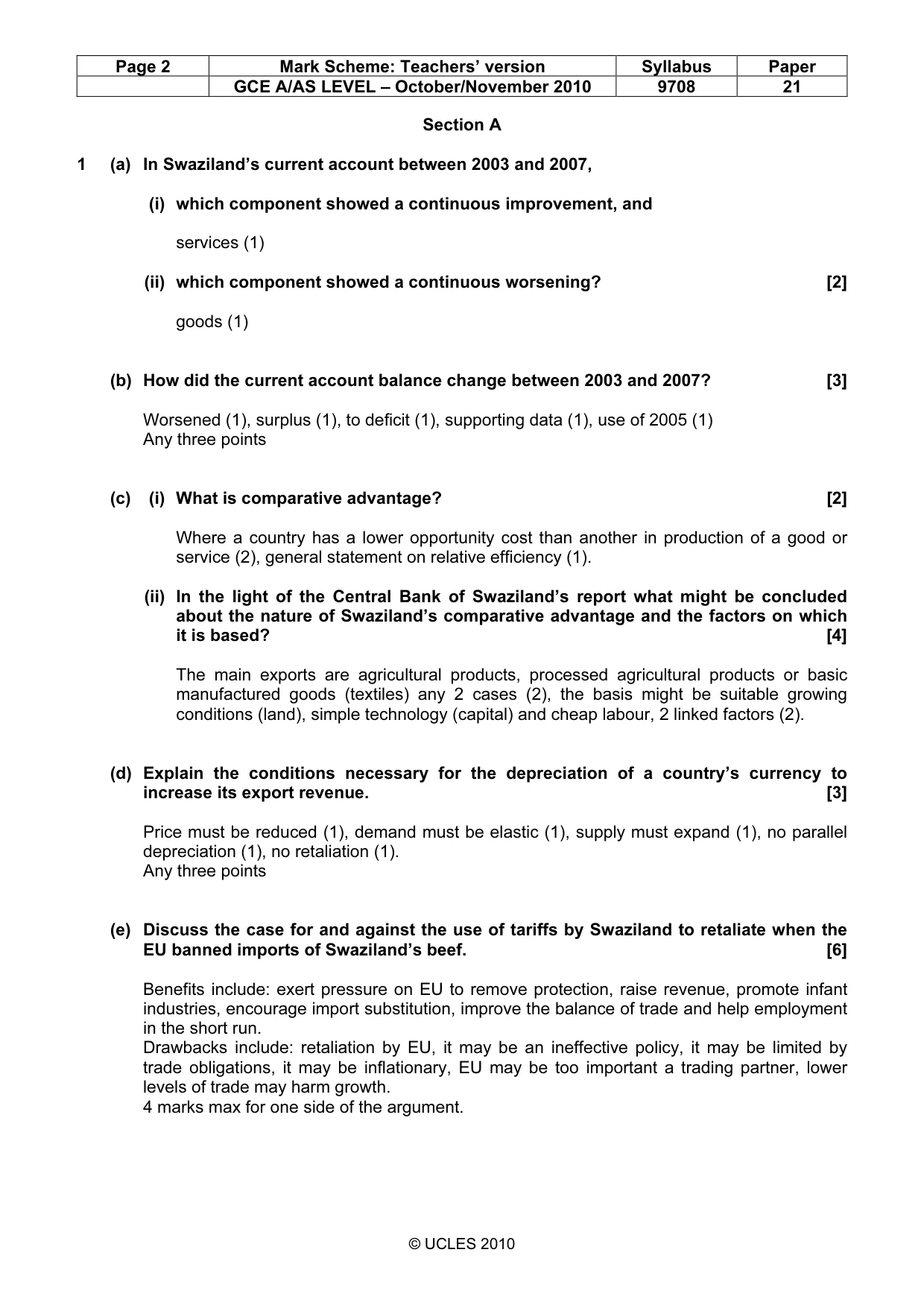 Mark scheme, page 2 of 4