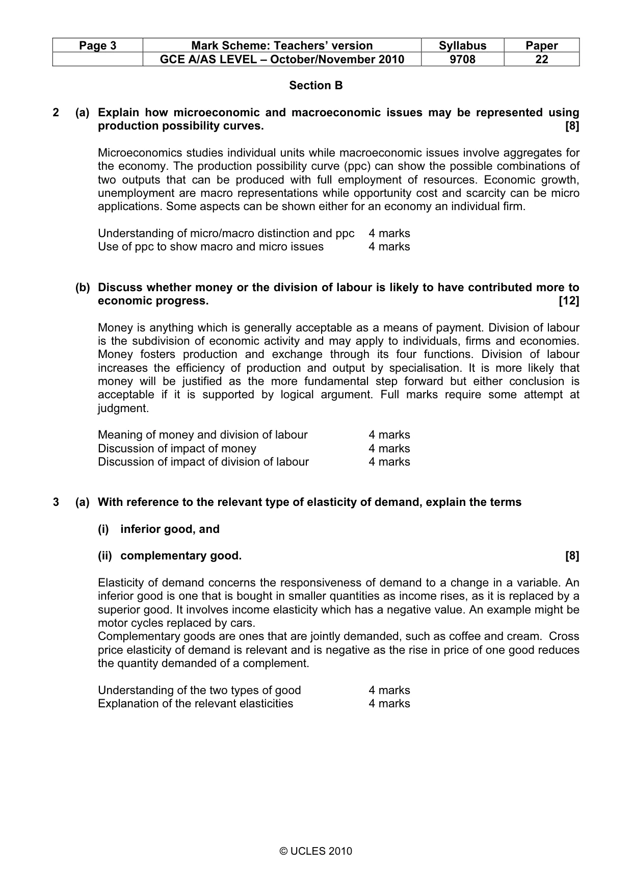 Mark scheme, page 3 of 4