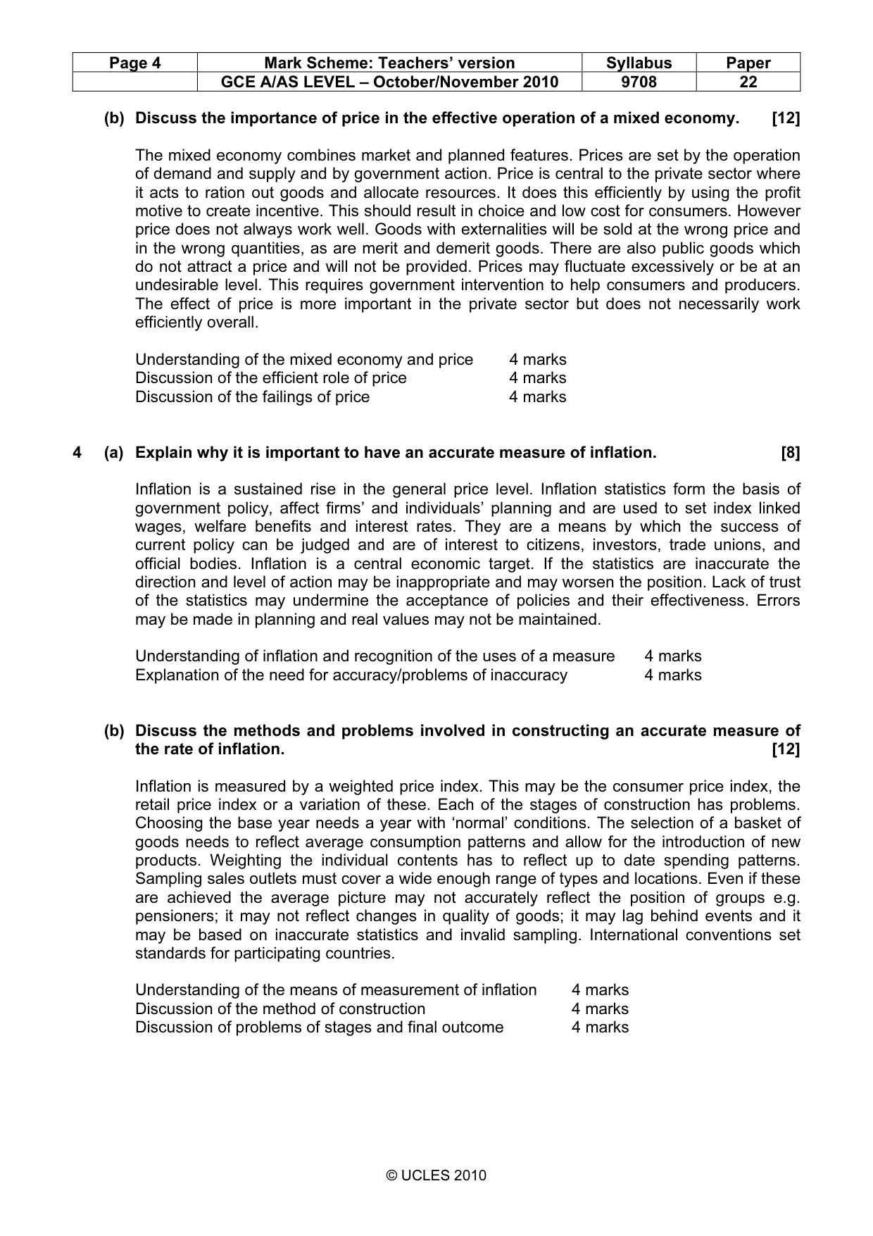 Mark scheme, page 4 of 4