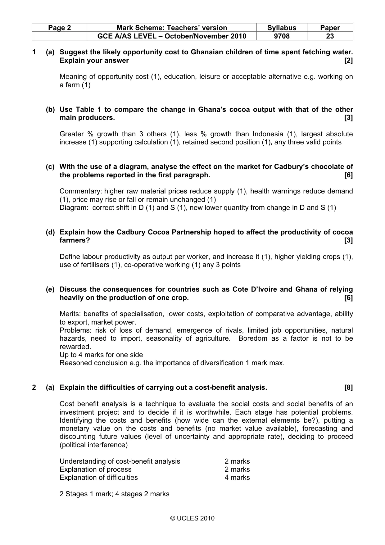 Mark scheme, page 2 of 4