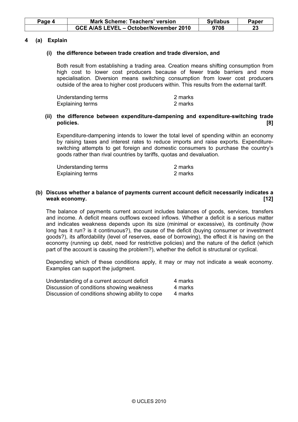 Mark scheme, page 4 of 4