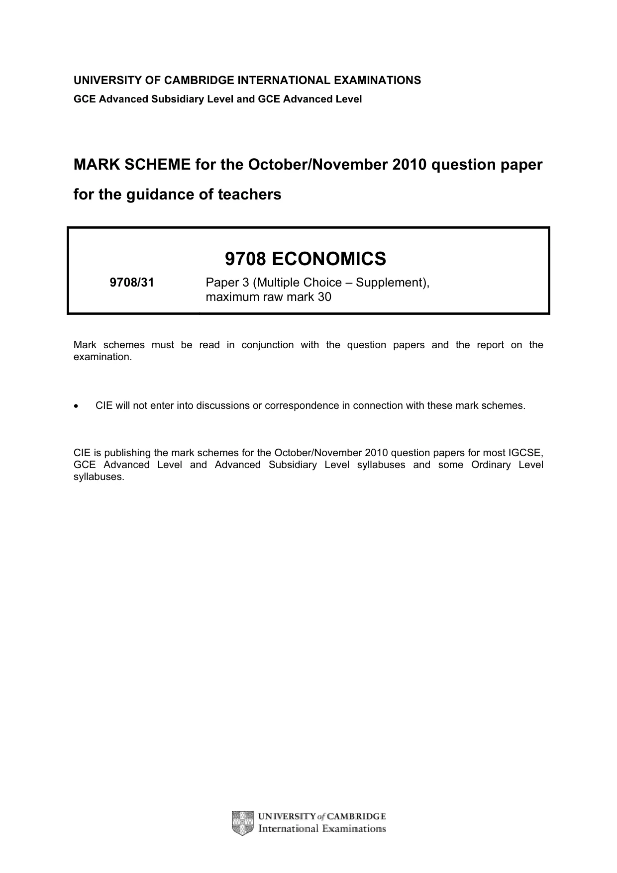 Mark scheme, page 1 of 2