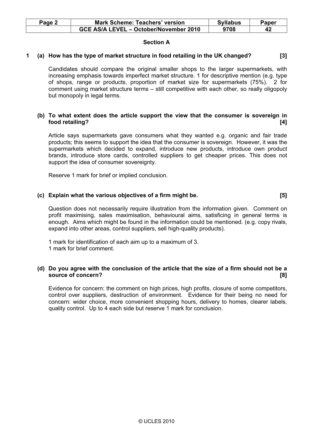 Mark scheme, page 2 of 9