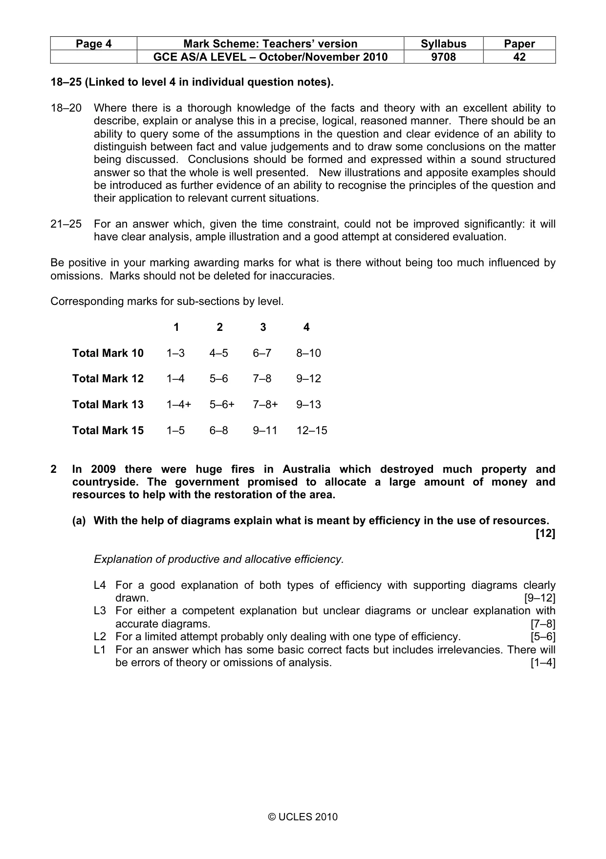 Mark scheme, page 4 of 9