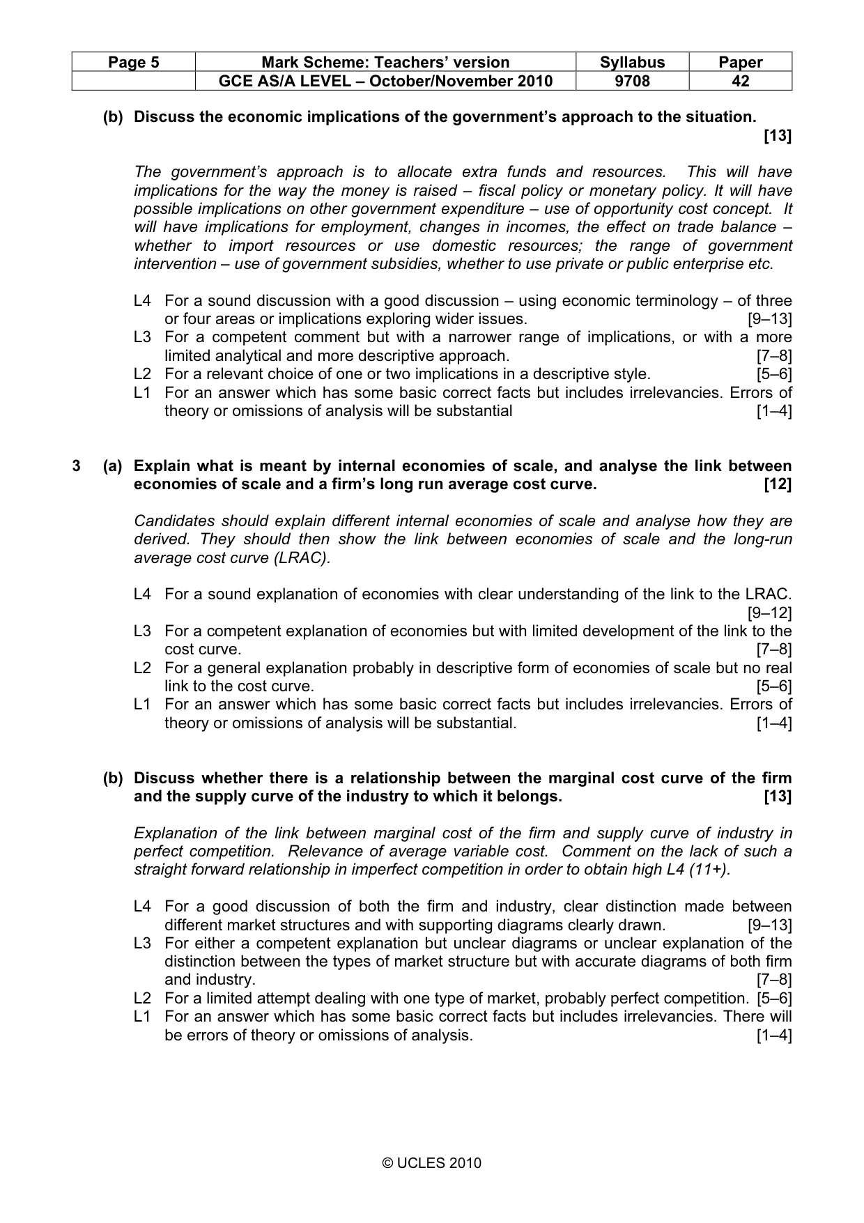 Mark scheme, page 5 of 9