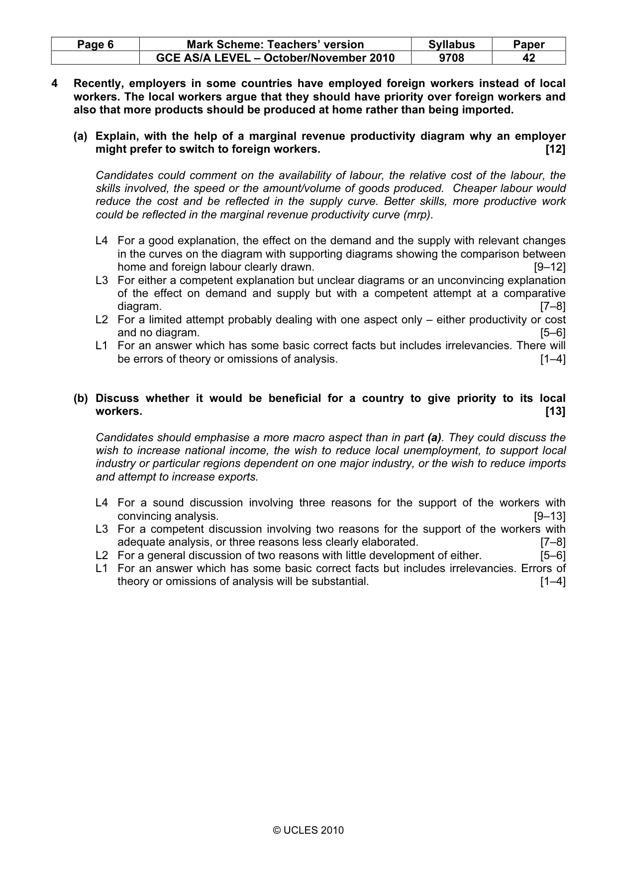 Mark scheme, page 6 of 9