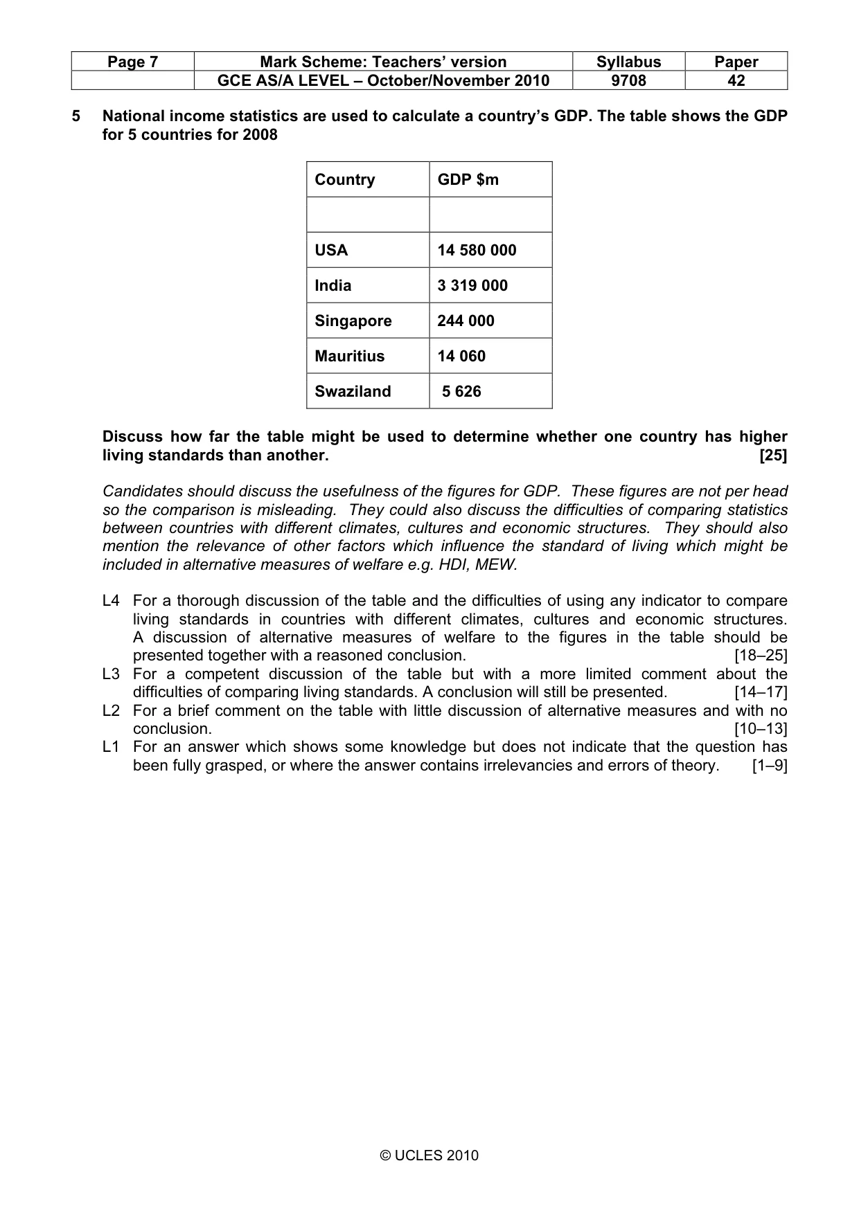 Mark scheme, page 7 of 9