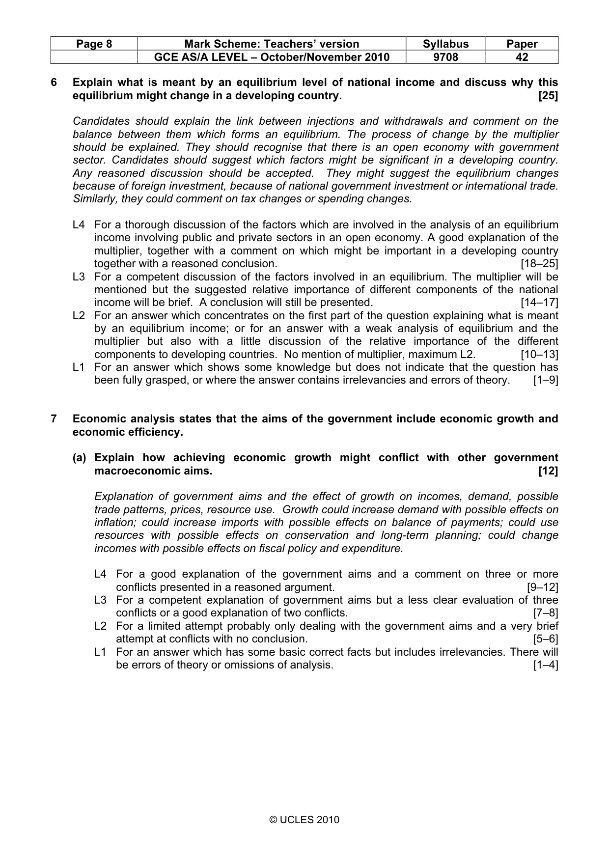 Mark scheme, page 8 of 9