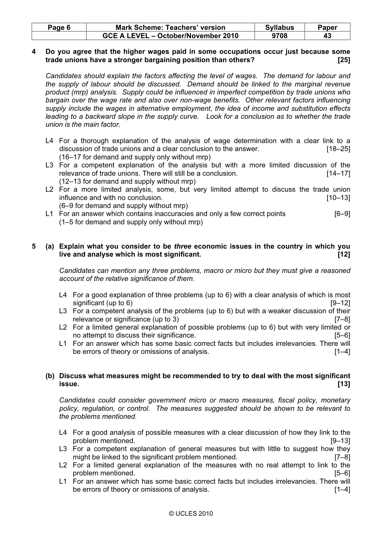 Mark scheme, page 6 of 8