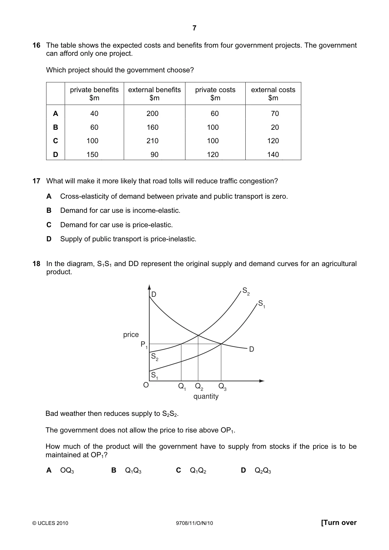 Cambridge A Level Economics 9708 2010 Oct/Nov Paper 1 · Variant 1 question paper, page 7 of 12