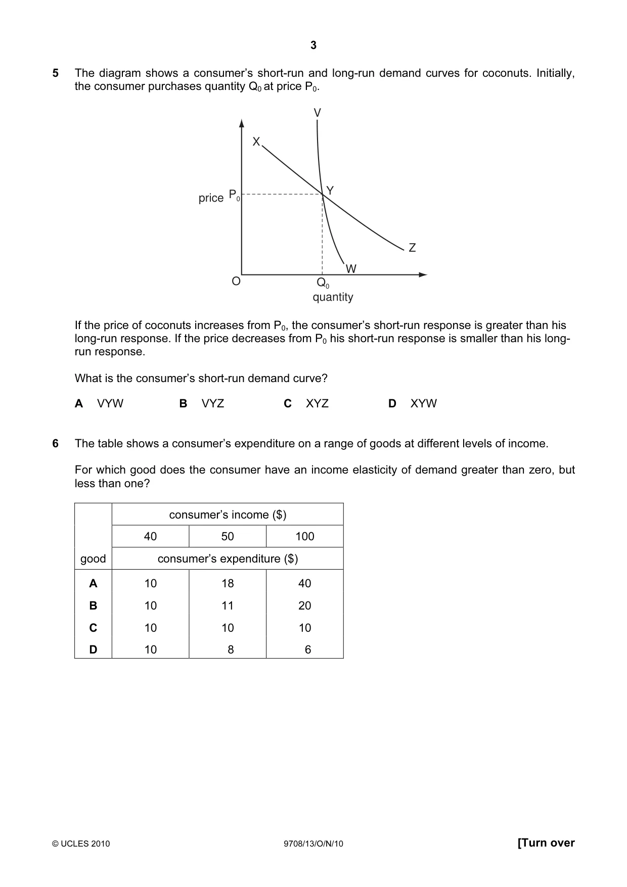 Cambridge A Level Economics 9708 2010 Oct/Nov Paper 1 · Variant 3 question paper, page 3 of 12