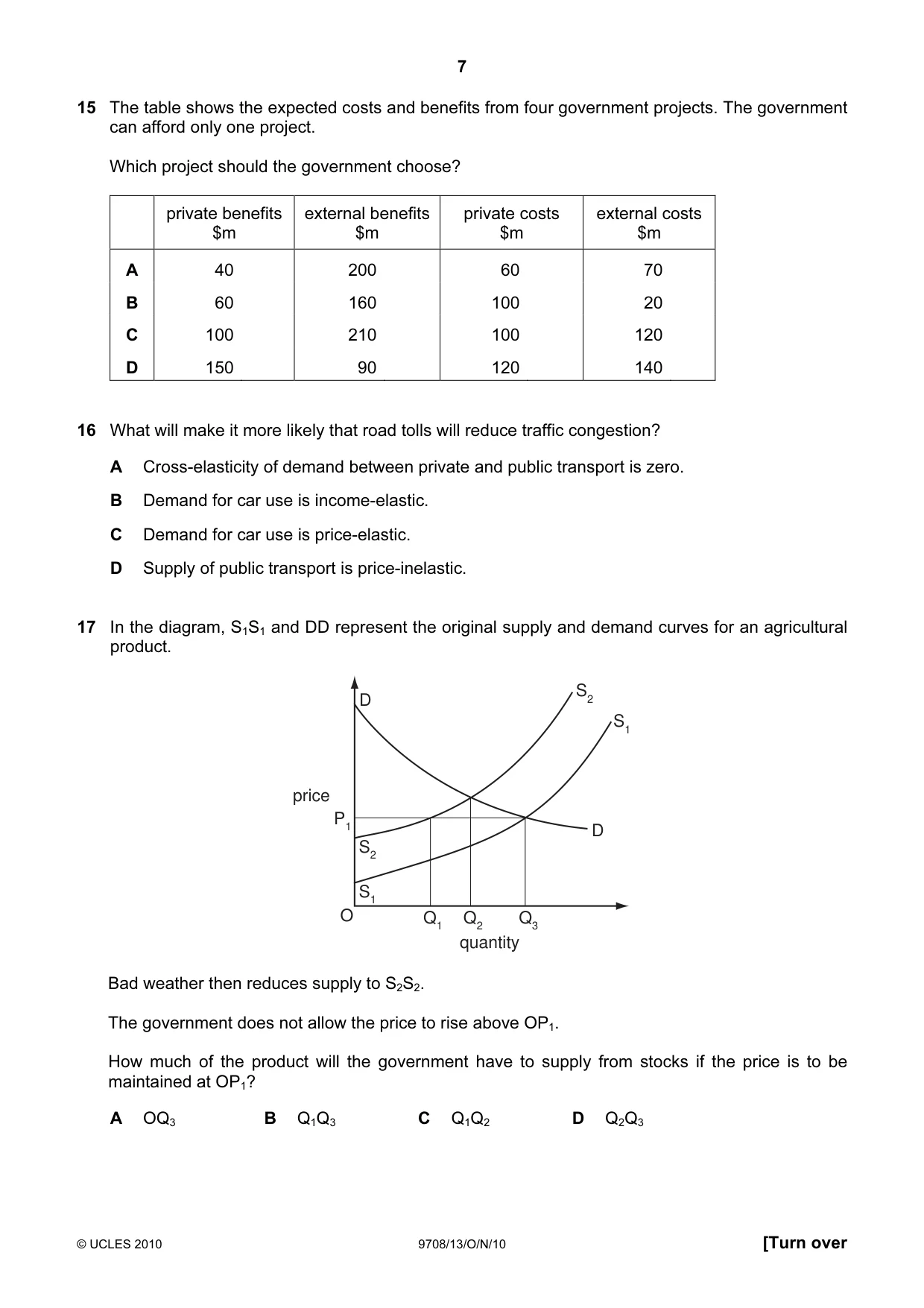 Cambridge A Level Economics 9708 2010 Oct/Nov Paper 1 · Variant 3 question paper, page 7 of 12