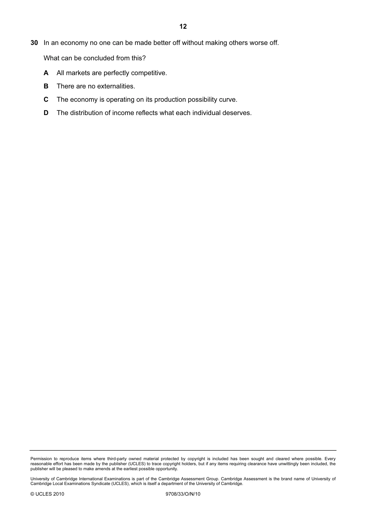 Cambridge A Level Economics 9708 2010 Oct/Nov Paper 3 · Variant 3 question paper, page 12 of 12