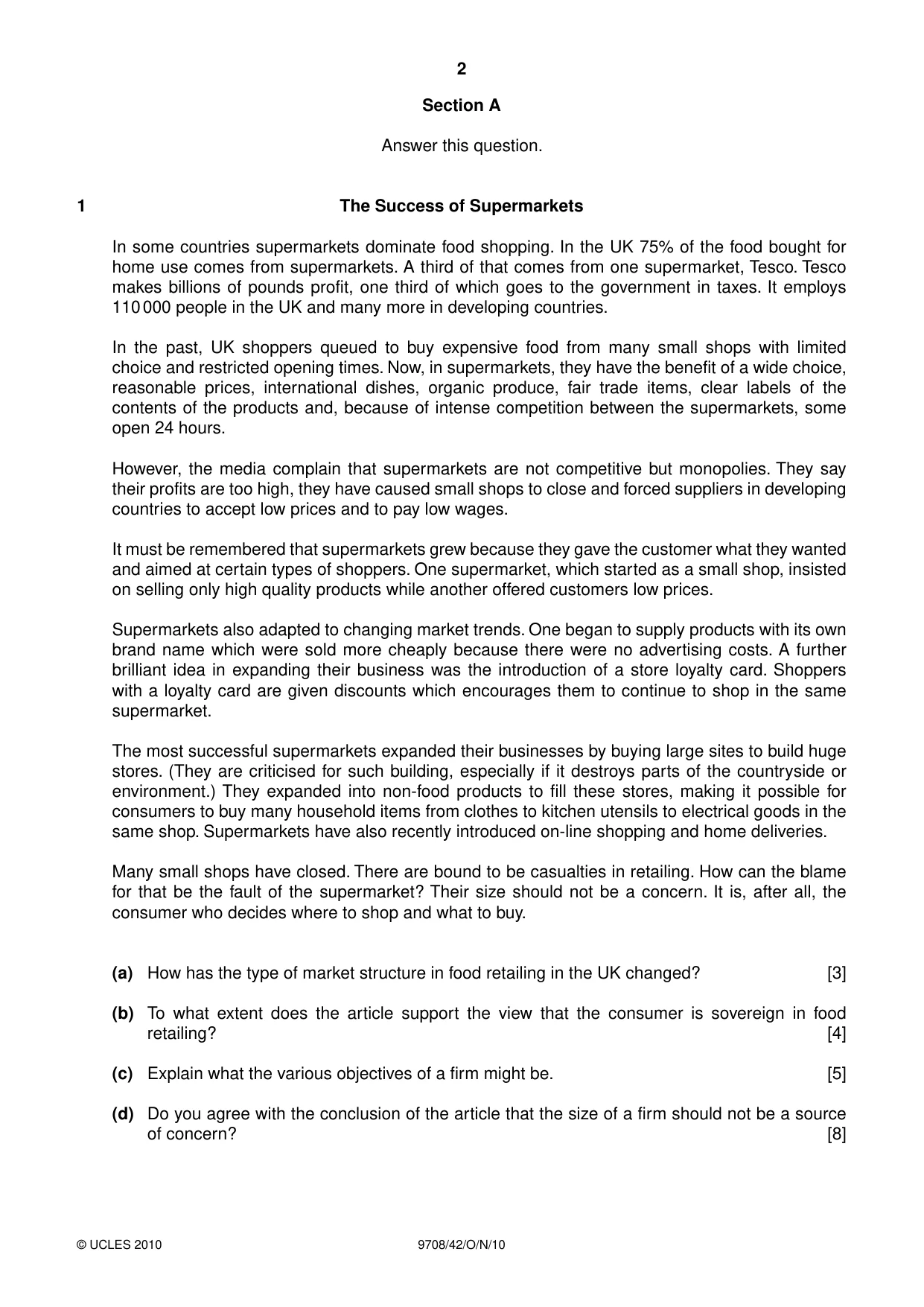 Cambridge A Level Economics 9708 2010 Oct/Nov Paper 4 · Variant 2 question paper, page 2 of 4
