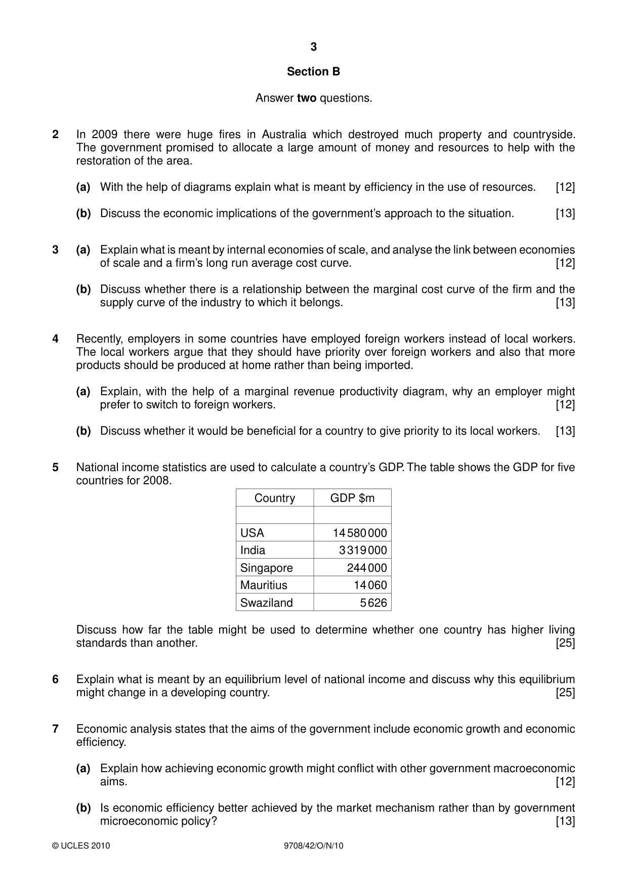 Cambridge A Level Economics 9708 2010 Oct/Nov Paper 4 · Variant 2 question paper, page 3 of 4