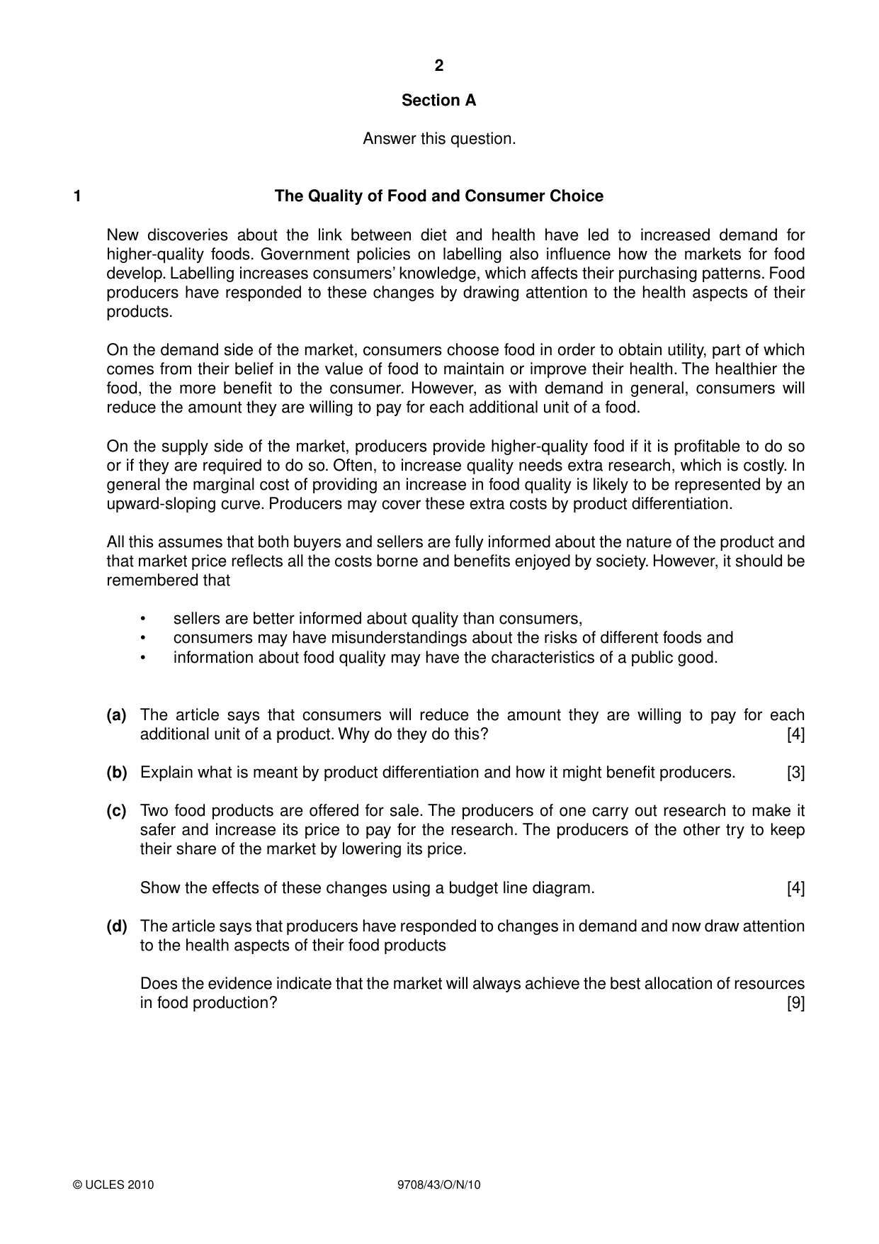 Cambridge A Level Economics 9708 2010 Oct/Nov Paper 4 · Variant 3 question paper, page 2 of 4