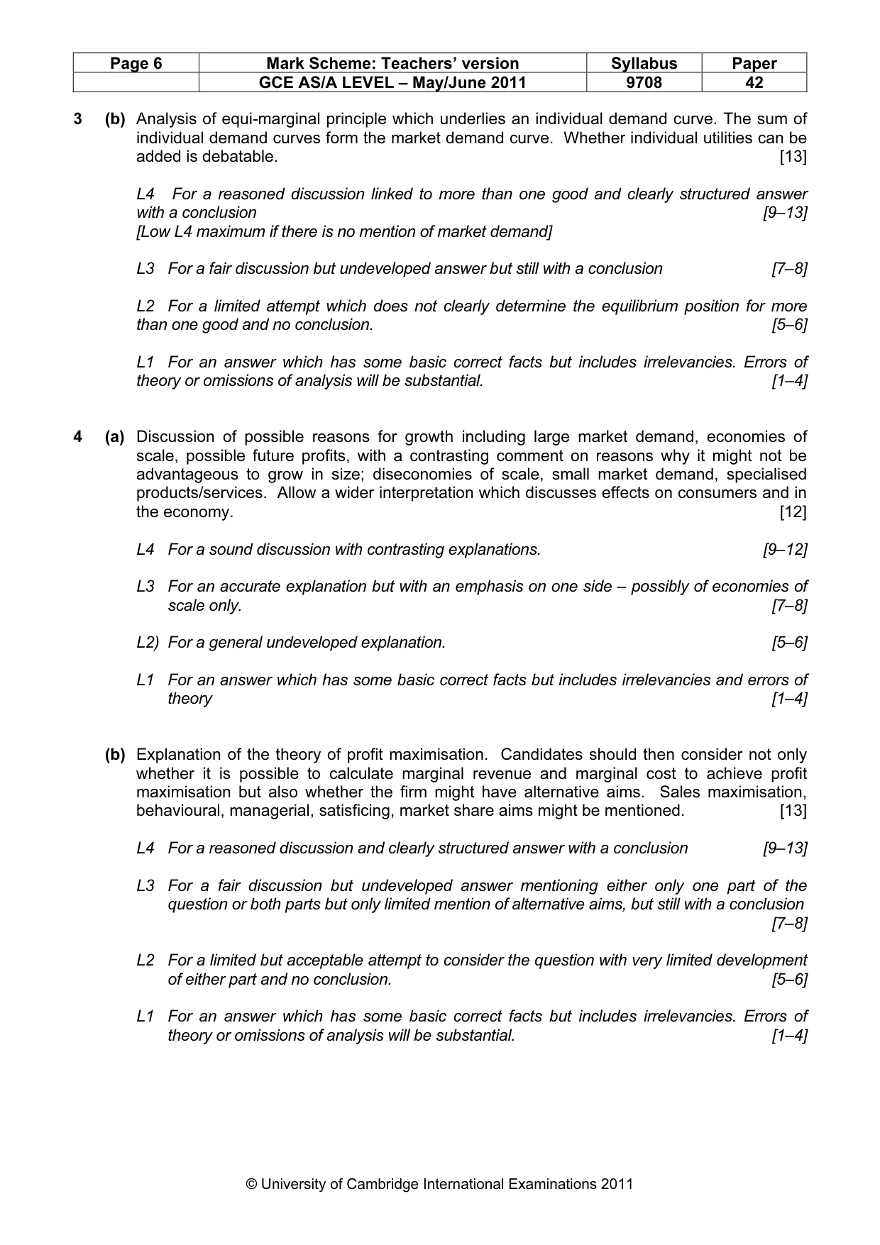 Mark scheme, page 6 of 8