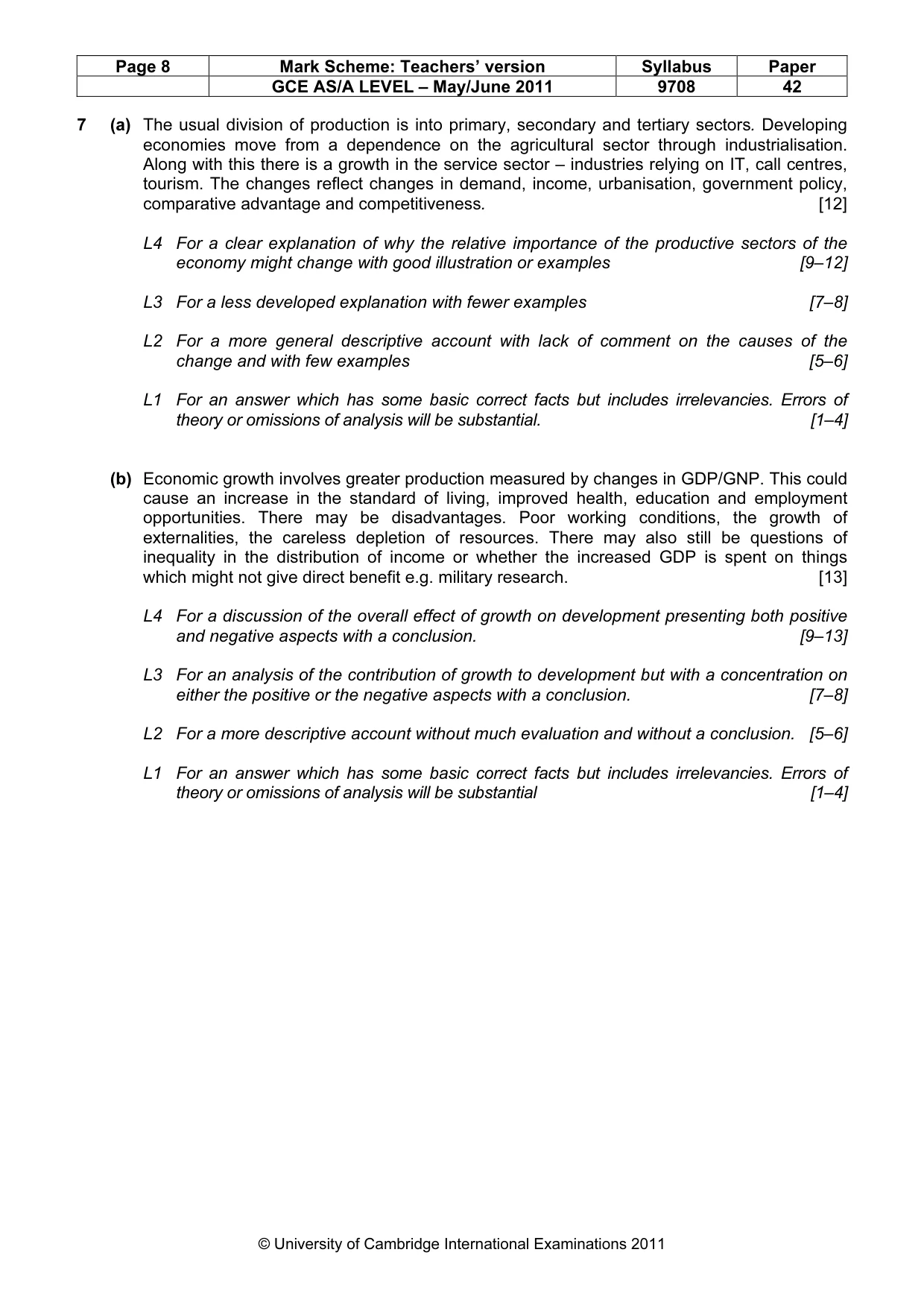 Mark scheme, page 8 of 8